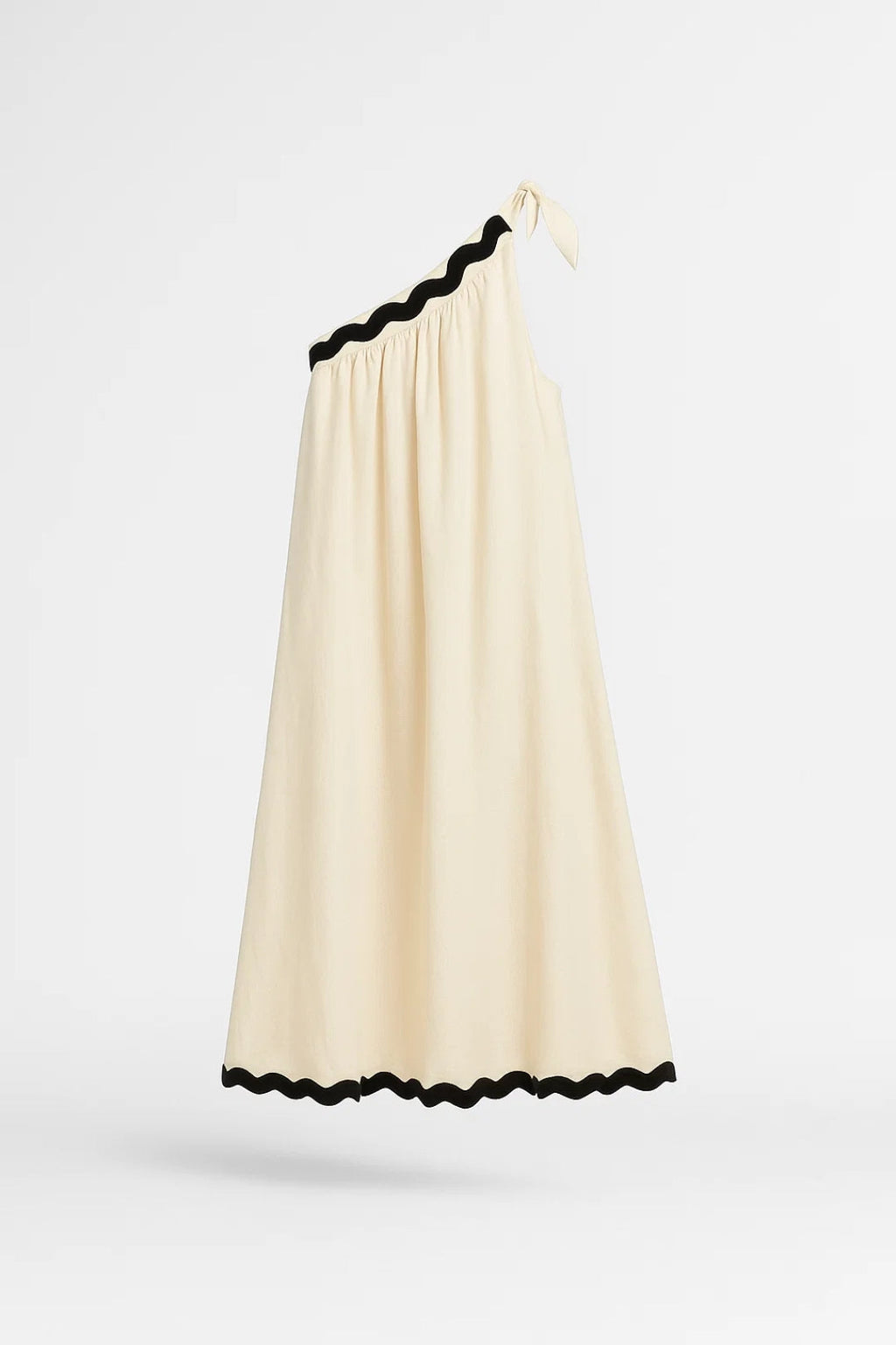 Elegantes One-Shoulder Midikleid | Mühelos Sommerlich mit Wellenkante