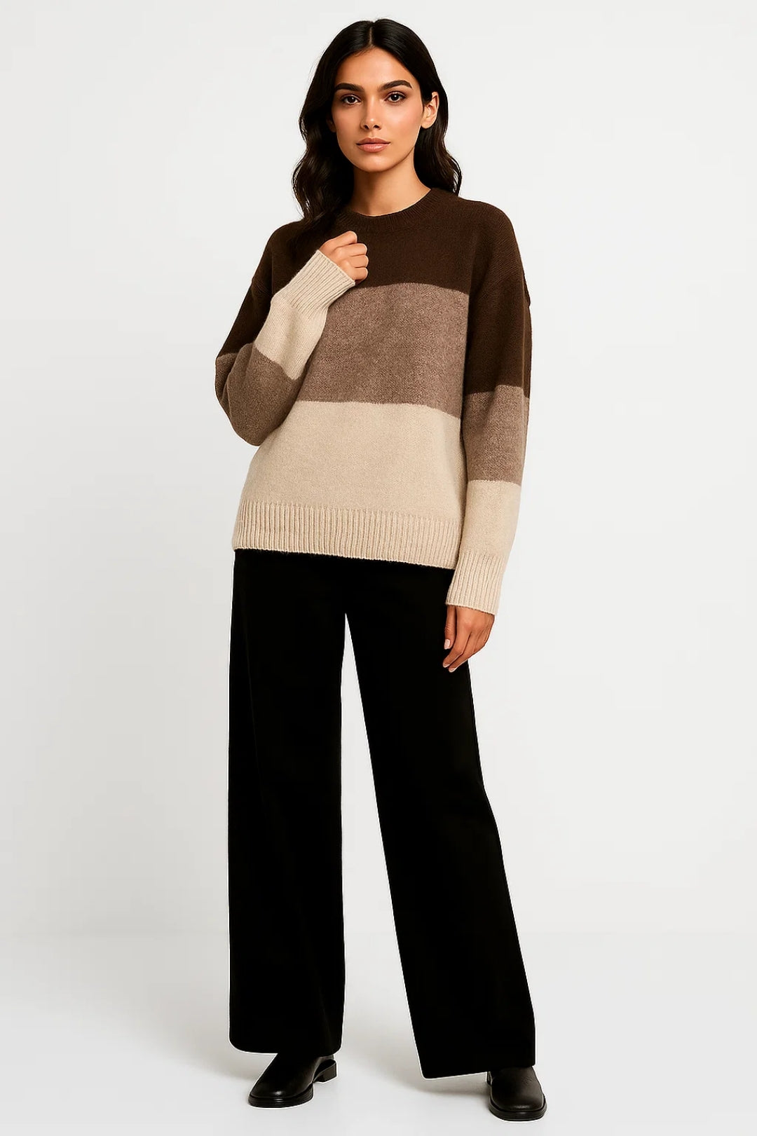 Gemütlicher Pullover | Breite Streifen & Rundhalsausschnitt | Lässiger Stil