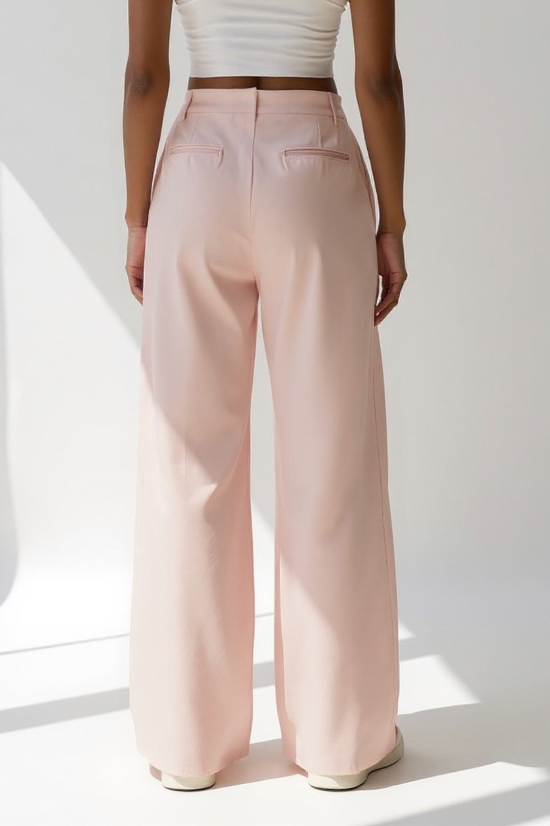 Elegante Rosa High-Waist Stoffhose – Mühelos kombinierbar für jeden Anlass