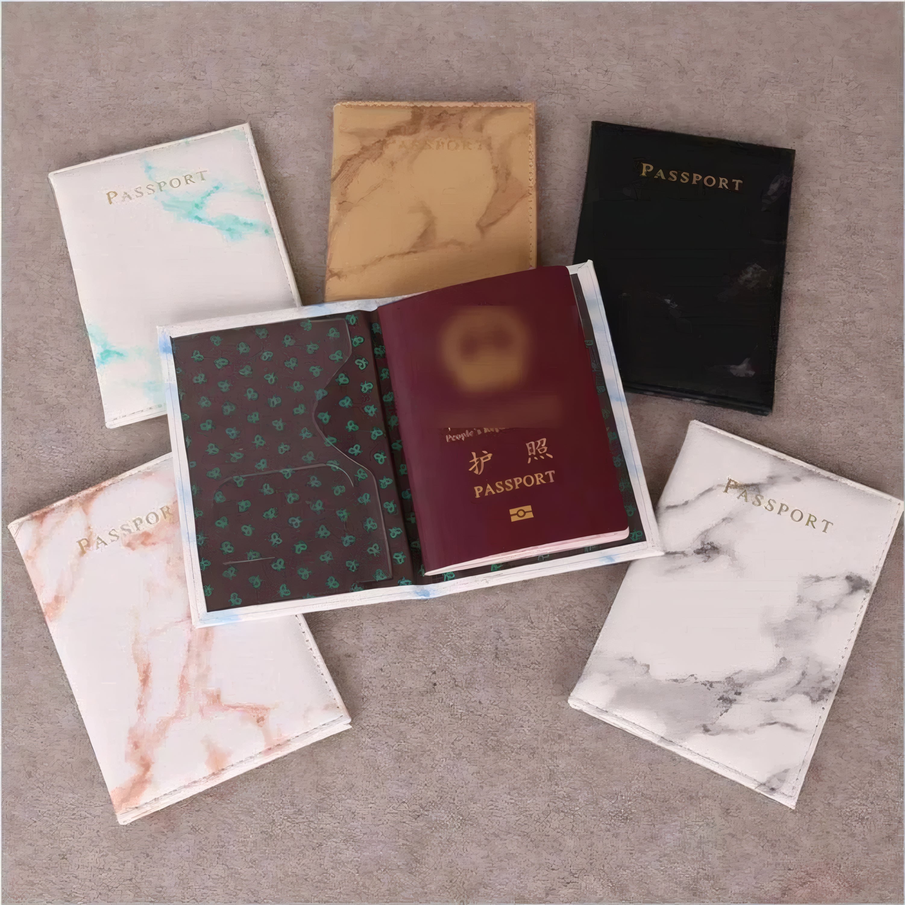 Marble-Stil Reisepasshülle
