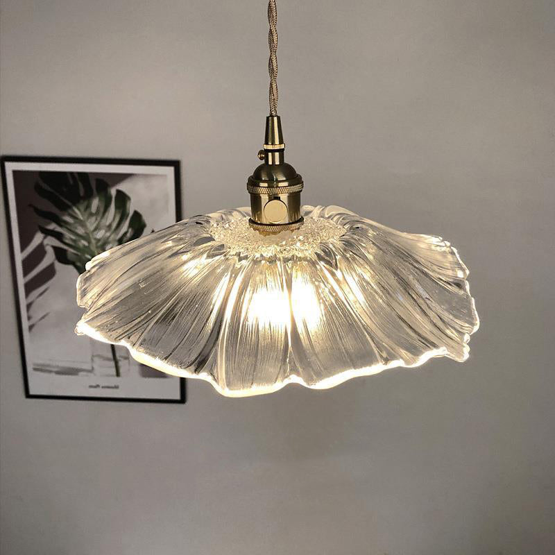 Elegante Retro Pendelleuchte | Glas mit Blumenmuster für Esszimmer