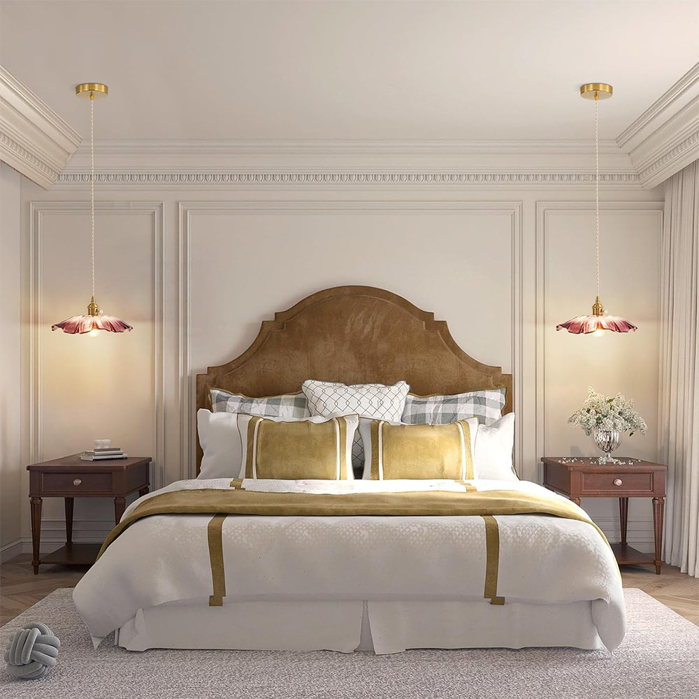 Elegante Retro Pendelleuchte | Glas mit Blumenmuster für Esszimmer