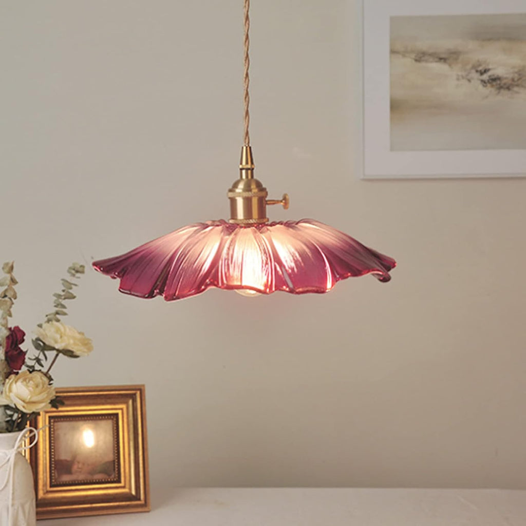 Elegante Retro Pendelleuchte | Glas mit Blumenmuster für Esszimmer