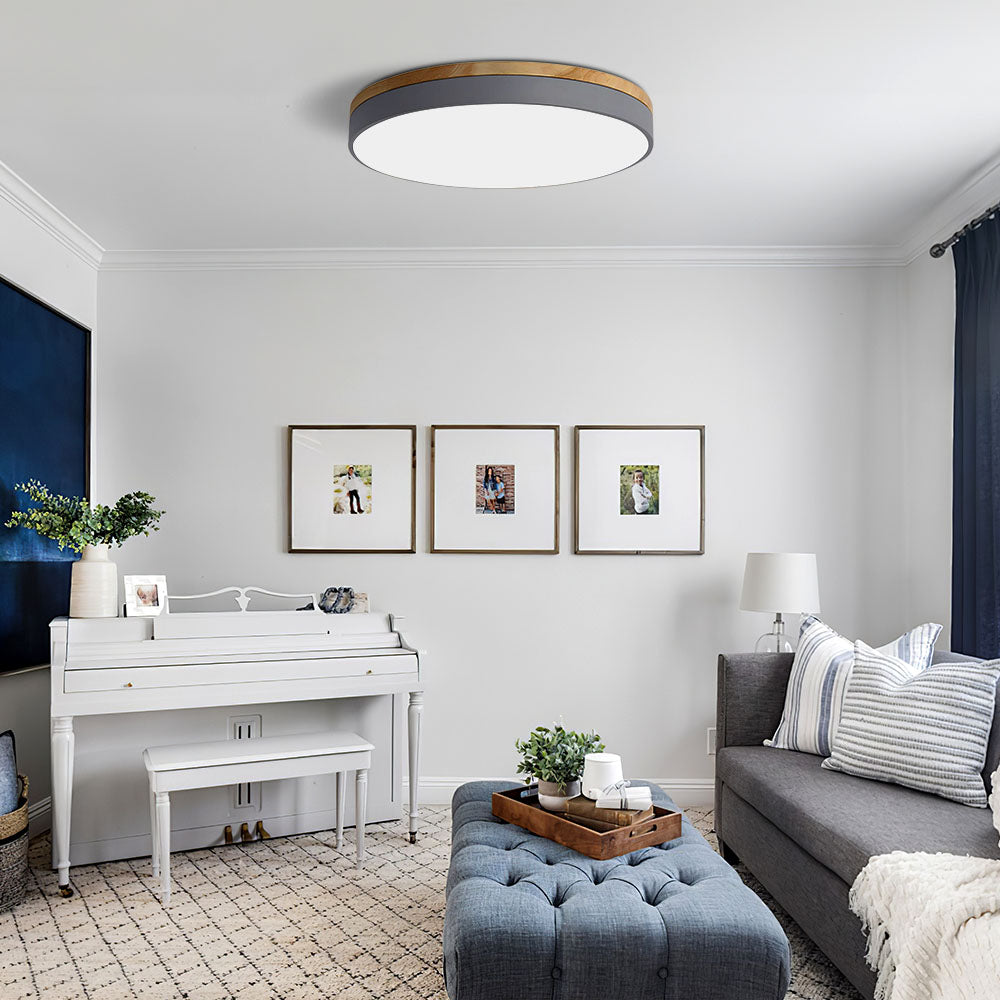 Runde Holz Deckenleuchte – Gemütliches Warmlicht für Ihr Wohnzimmer