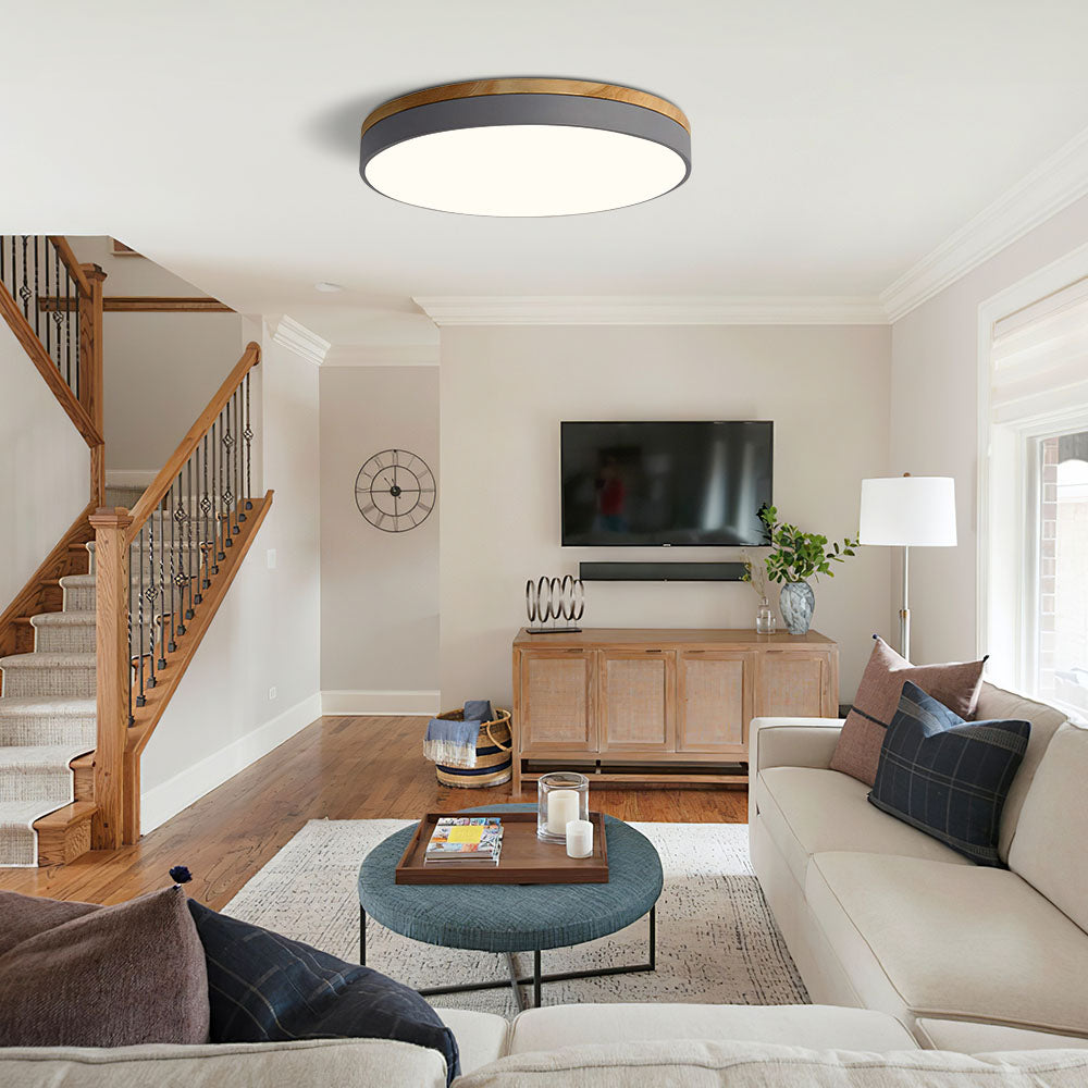 Runde Holz Deckenleuchte – Gemütliches Warmlicht für Ihr Wohnzimmer