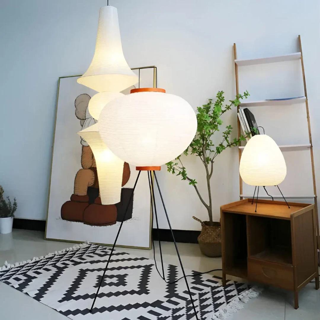 Wabi Sabi LED Lampe aus Reispapier – Gemütliches Zen-Ambiente