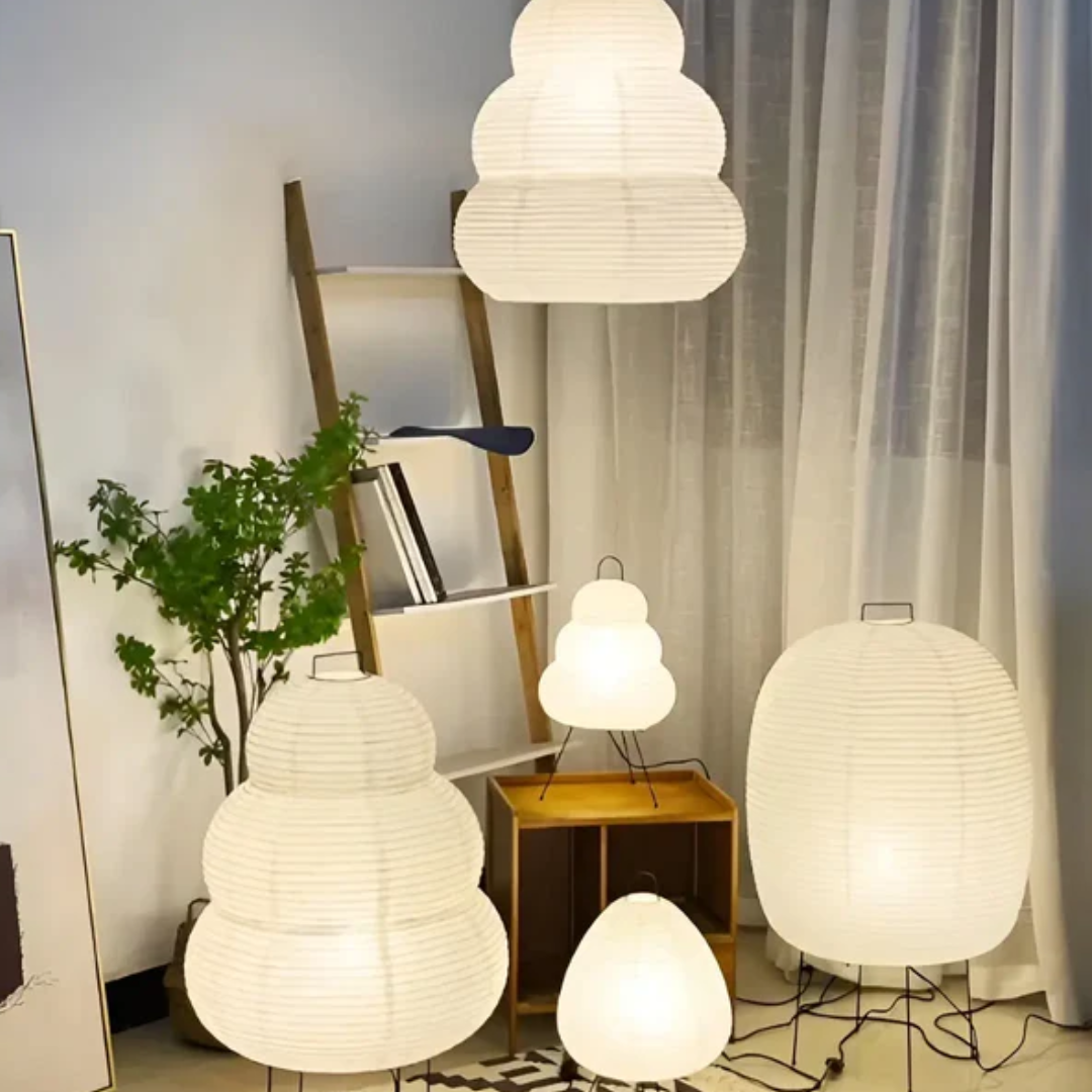 Wabi Sabi LED Lampe aus Reispapier – Gemütliches Zen-Ambiente