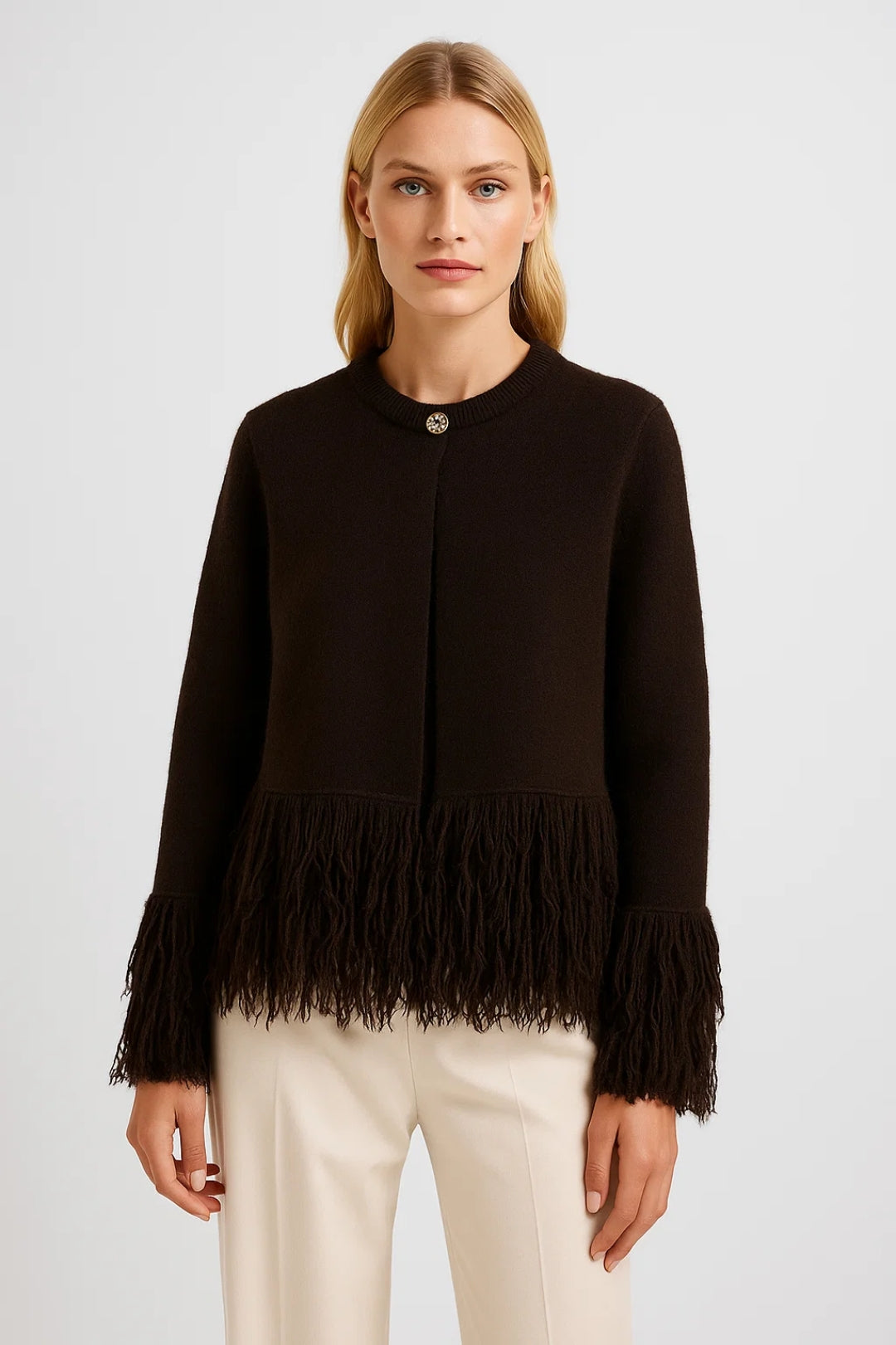 Elegante Strickjacke mit Fransen – Mühelos schick für jeden Anlass