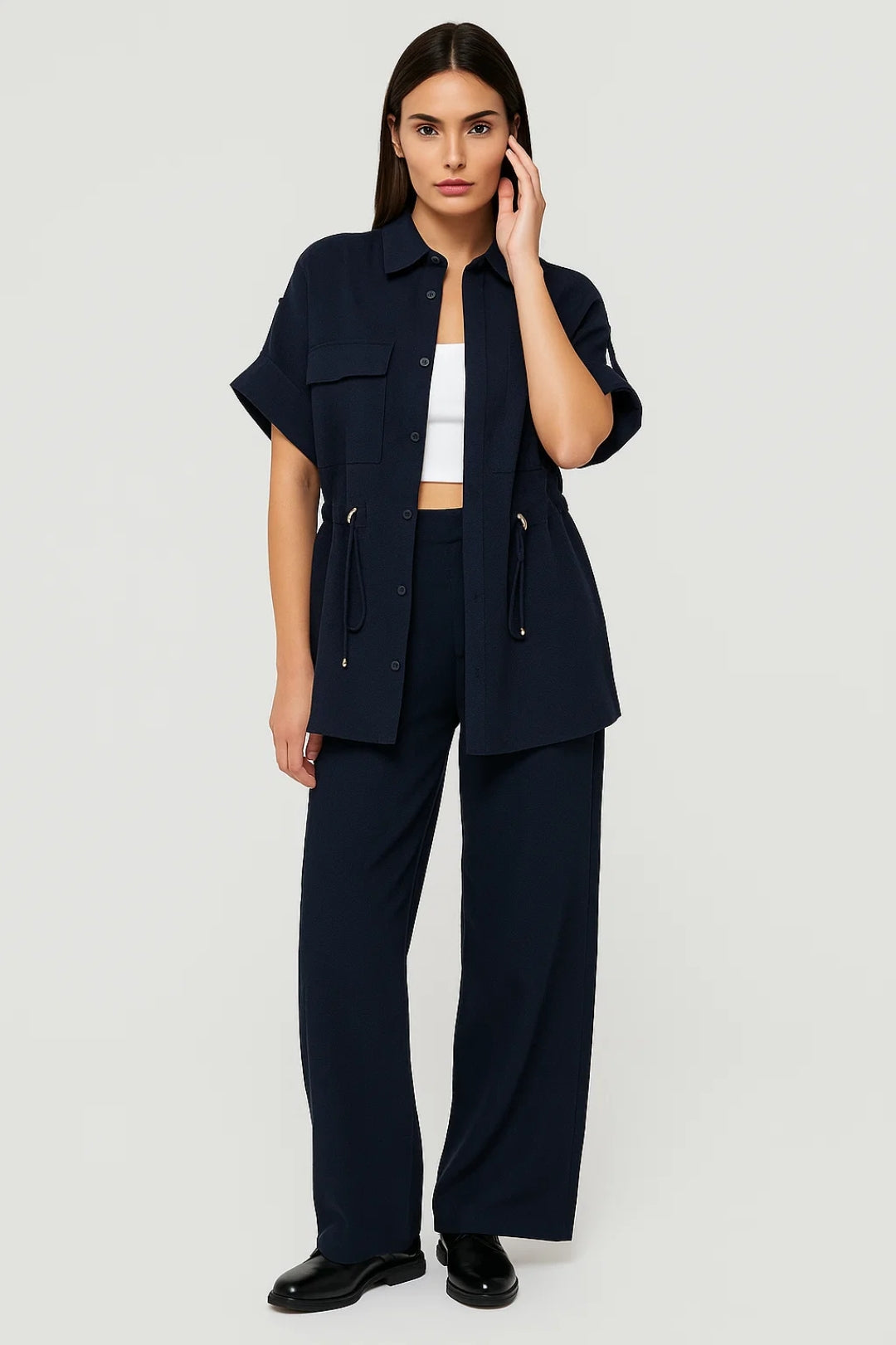 Elegantes Zweiteiliges Set | Kurzarm-Oberteil & Hose für mühelosen Stil