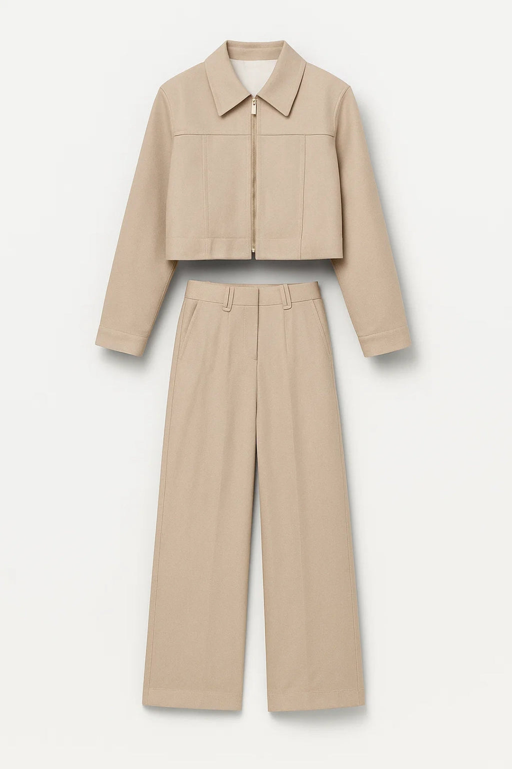 Elegantes Zweiteiliges Set | Kurze Jacke & Weite Hose für Mühelosen Stil