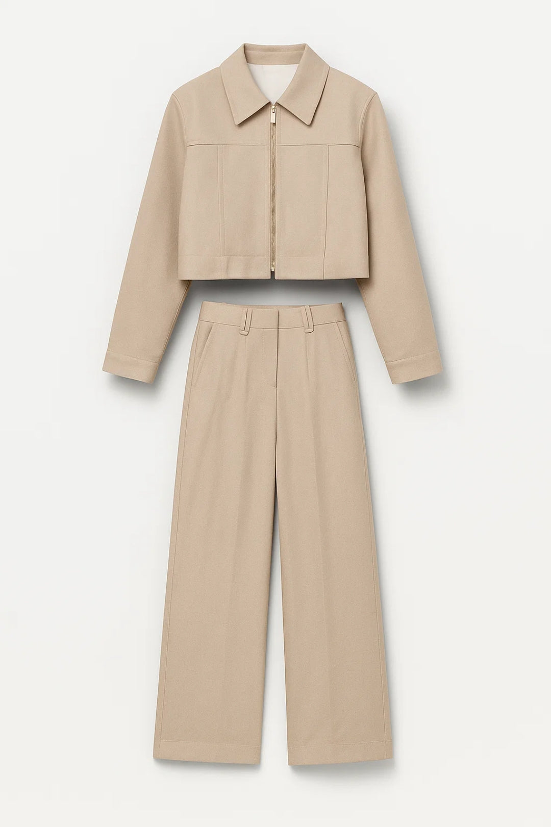 Elegantes Zweiteiliges Set | Kurze Jacke & Weite Hose für Mühelosen Stil