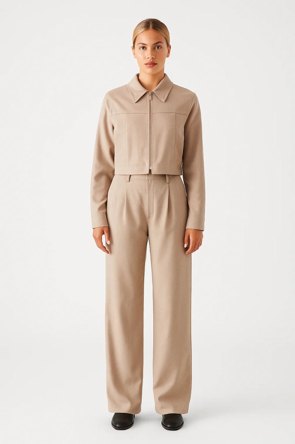 Elegantes Zweiteiliges Set | Kurze Jacke & Weite Hose für Mühelosen Stil