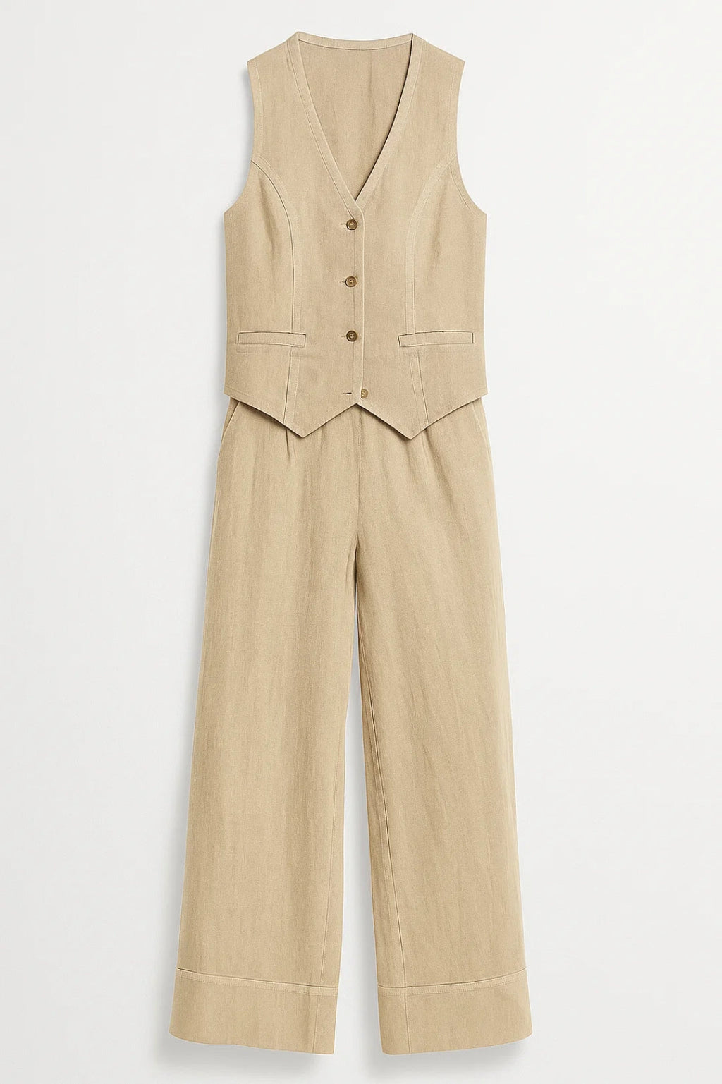 Elegantes Zweiteiliges Set – Ärmellose Weste & Weite Hose für Stilbewusste