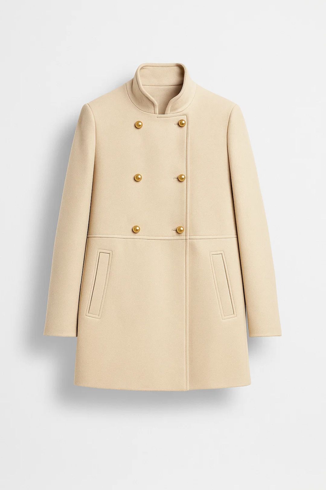 Eleganter Mantel mit Stehkragen | Goldknöpfe für zeitlose Stilbewusste