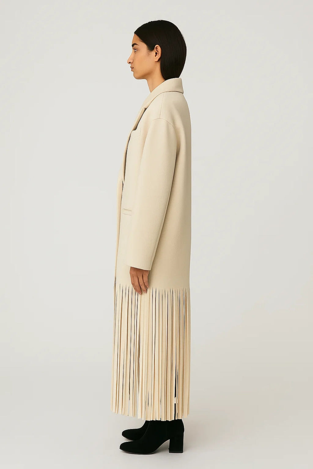 Eleganter Mantel im Boho-Stil | Gerade Passform mit Fransen