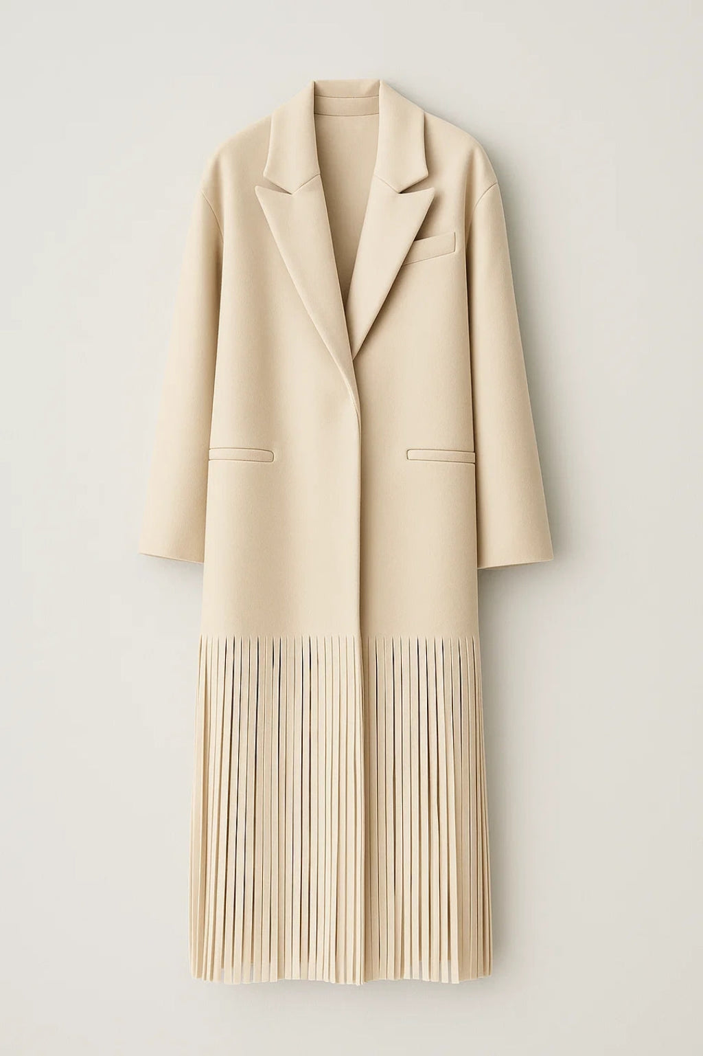 Eleganter Mantel im Boho-Stil | Gerade Passform mit Fransen