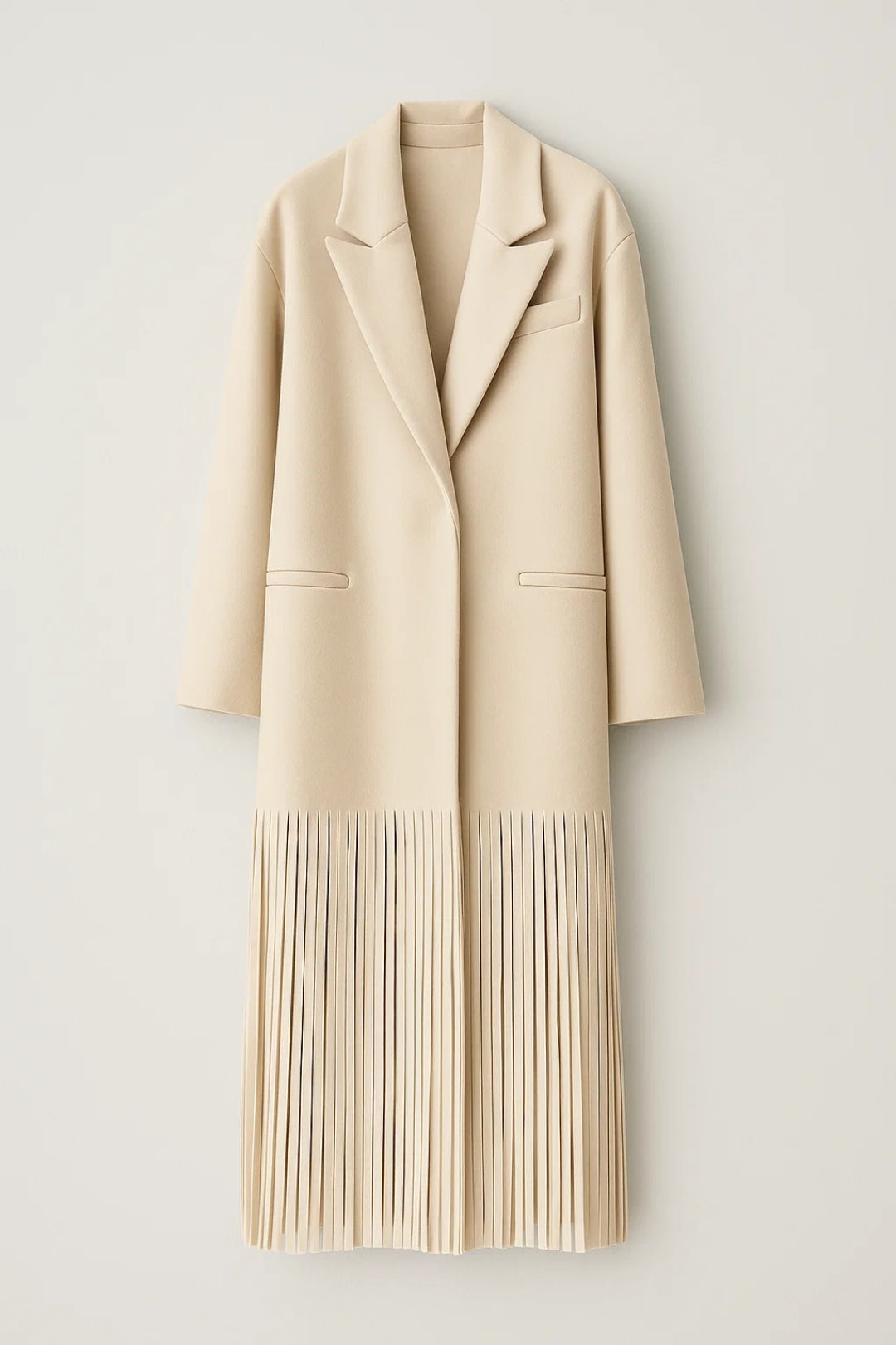 Eleganter Mantel im Boho-Stil | Gerade Passform mit Fransen