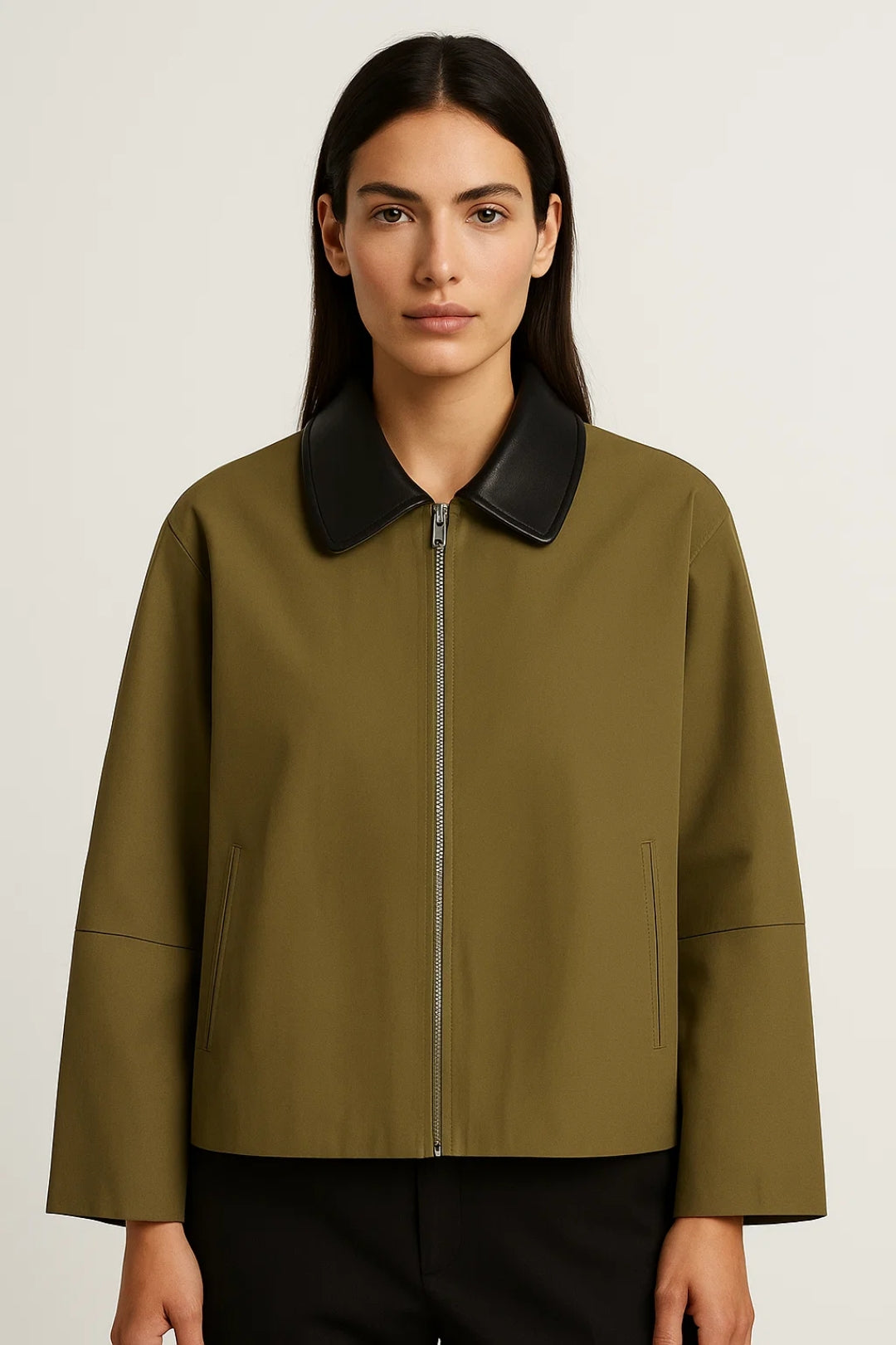 Elegante Damenjacke mit Kontrastkragen – Minimalistisch & Zeitlos