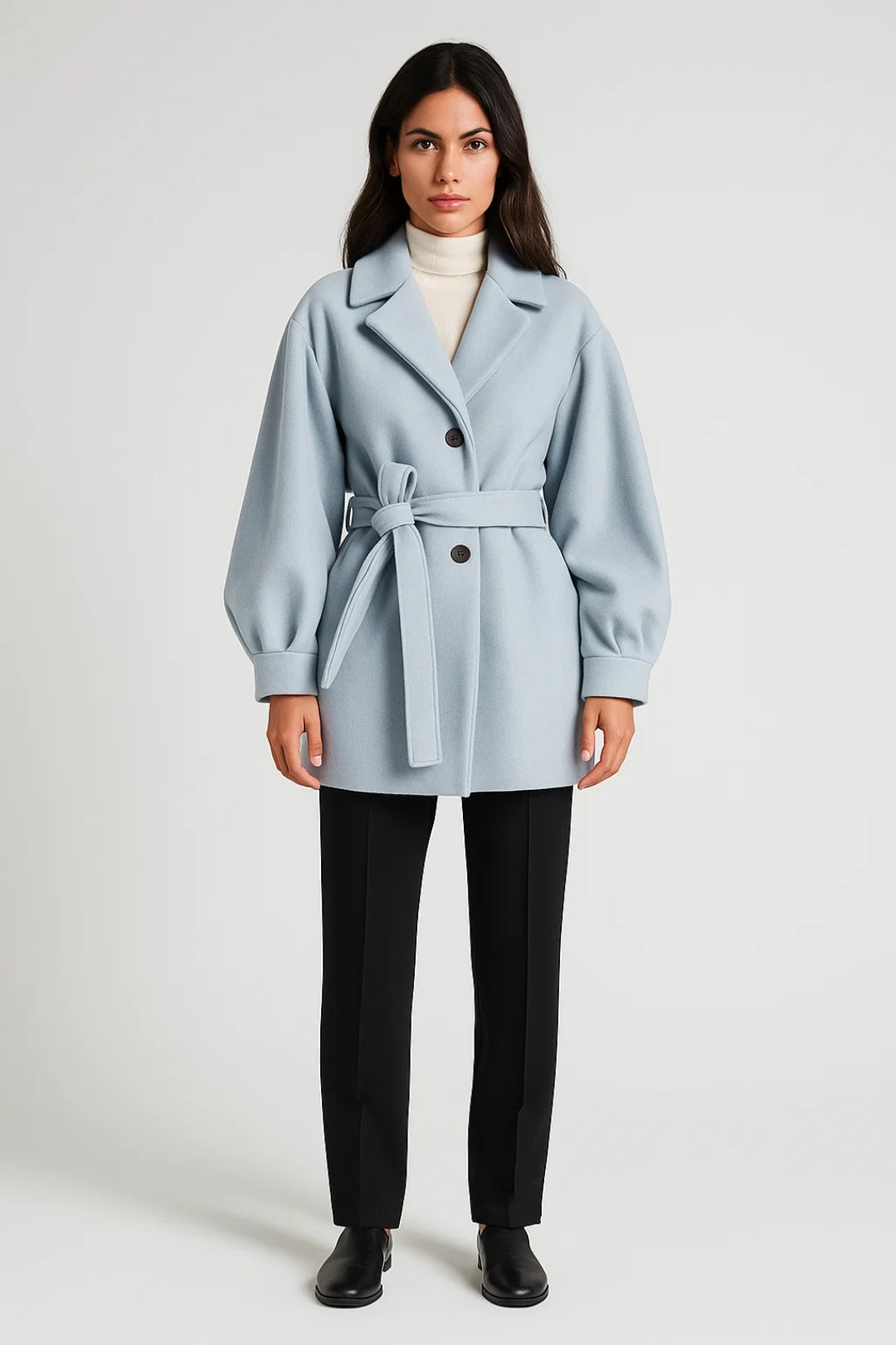 Eleganter Kurz-Mantel | Gemütlicher Bindegürtel & Ballonärmel