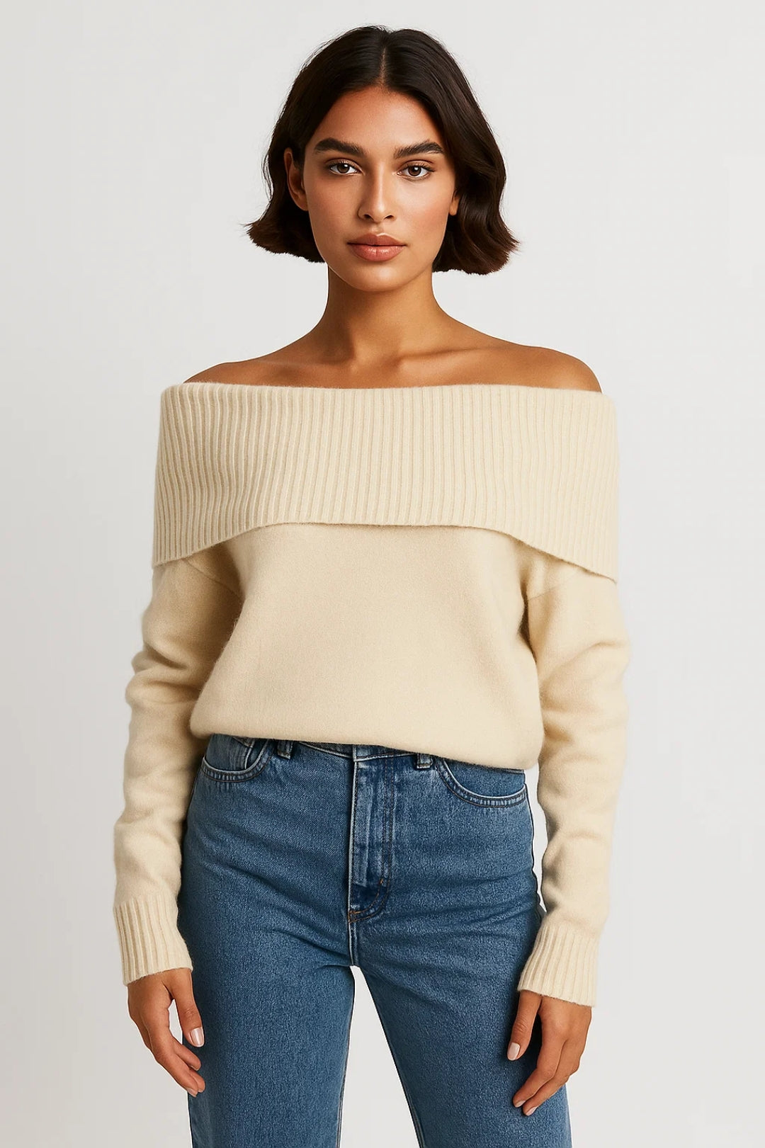 Eleganter Off-Shoulder Pullover | Gemütlich & Feminin für Herbst-Looks