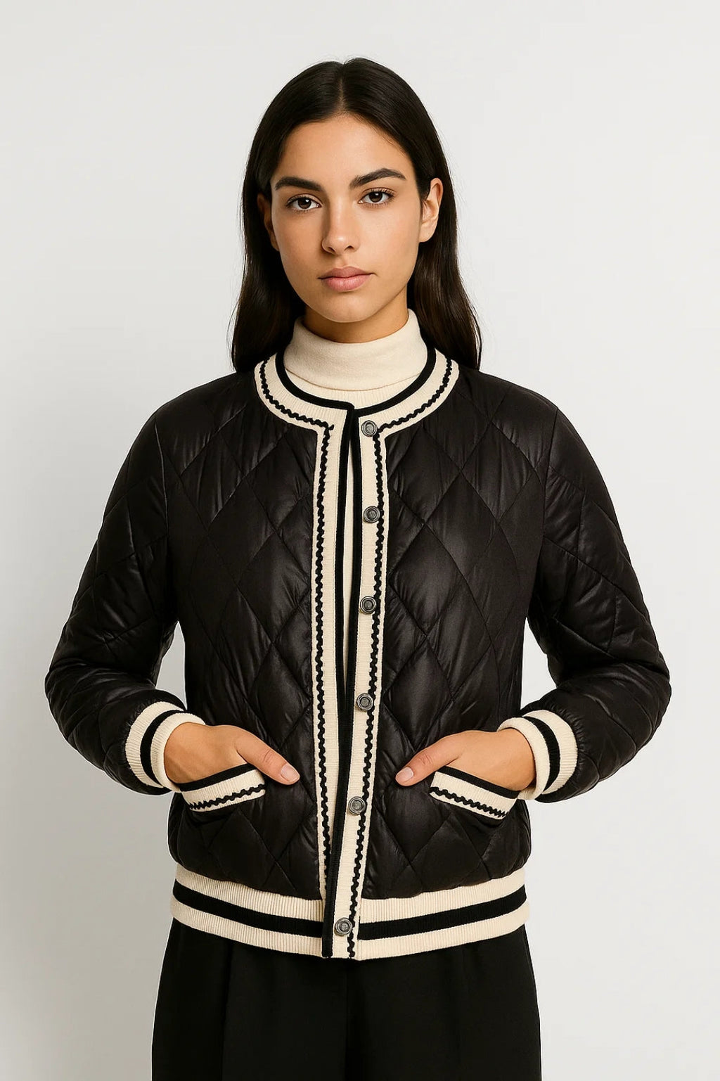 Elegantes Damenjäckli mit Kontrastbesatz – Kurzer Schnitt für jeden Tag