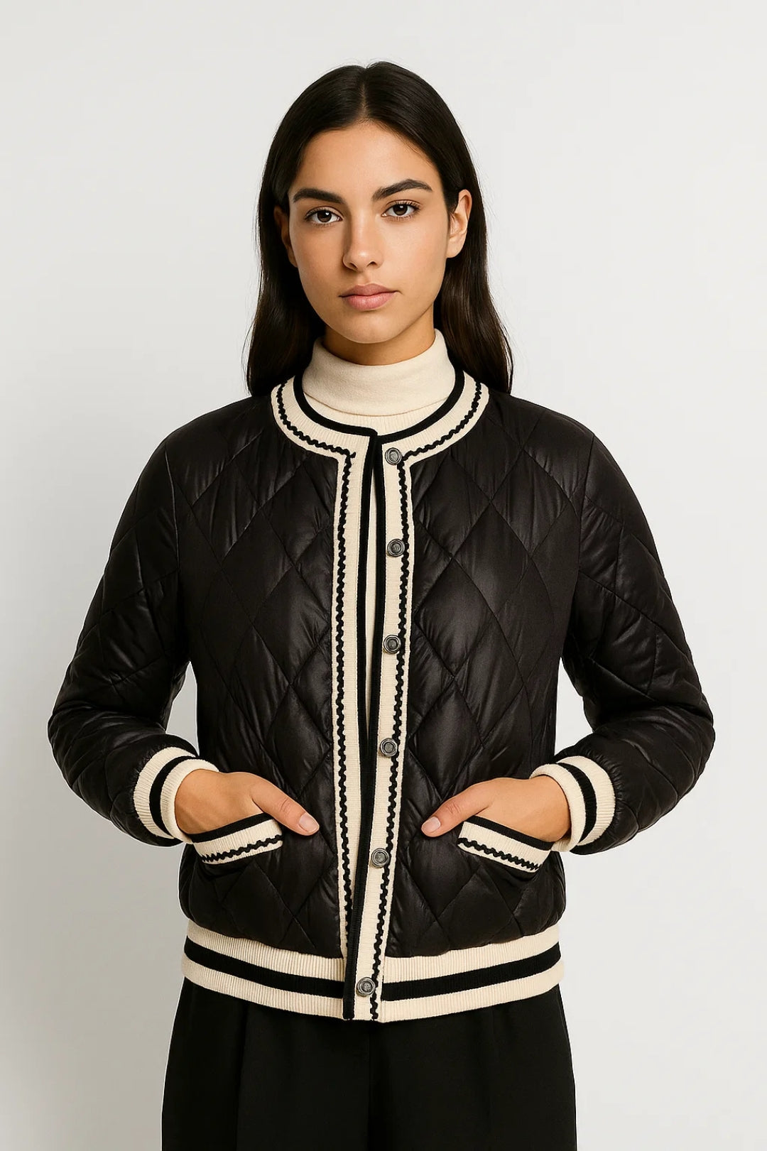 Elegantes Damenjäckli mit Kontrastbesatz – Kurzer Schnitt für jeden Tag