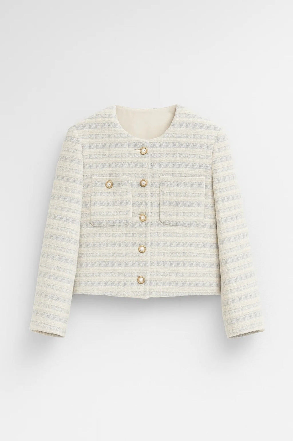 Elegante Bouclé-Jacke | Kurz geschnitten | Perlenknöpfe für stilvolle Auftritte