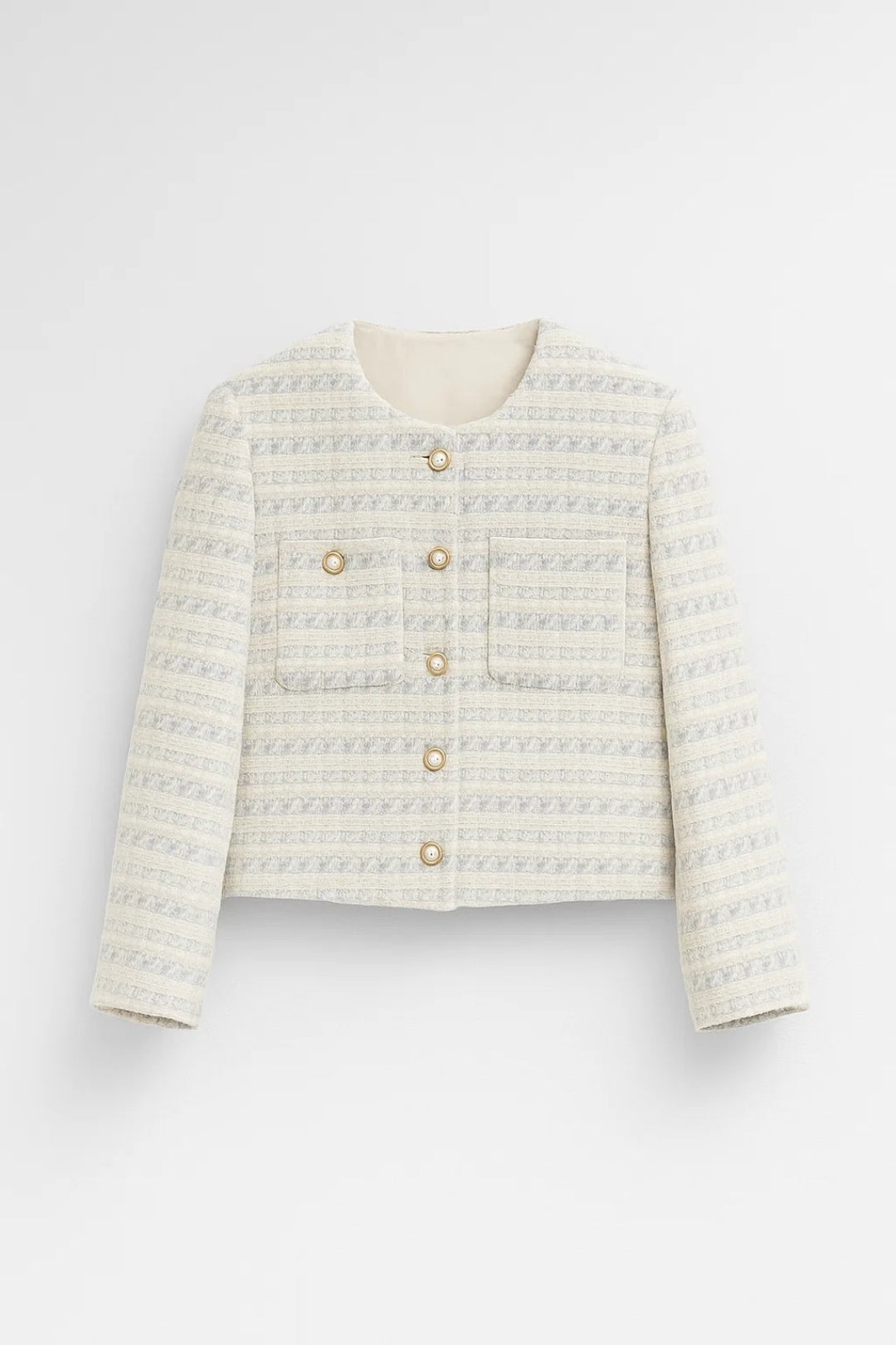 Elegante Bouclé-Jacke | Kurz geschnitten | Perlenknöpfe für stilvolle Auftritte