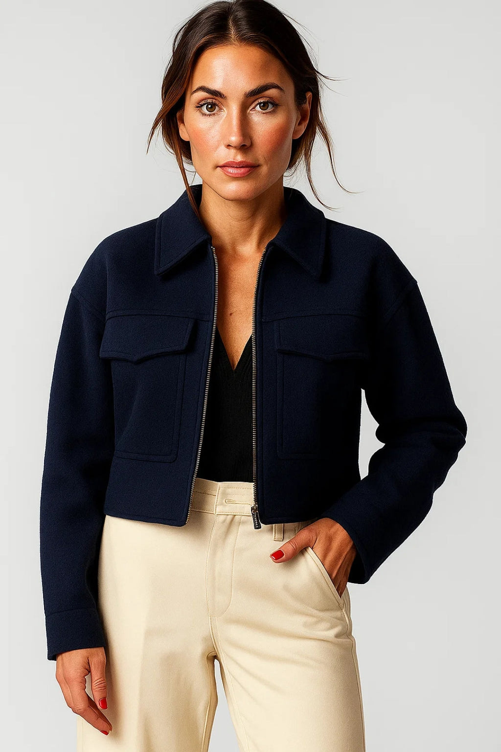 Dunkelblaue Kurzjacke – Eleganter Stil für mühelose Outfits