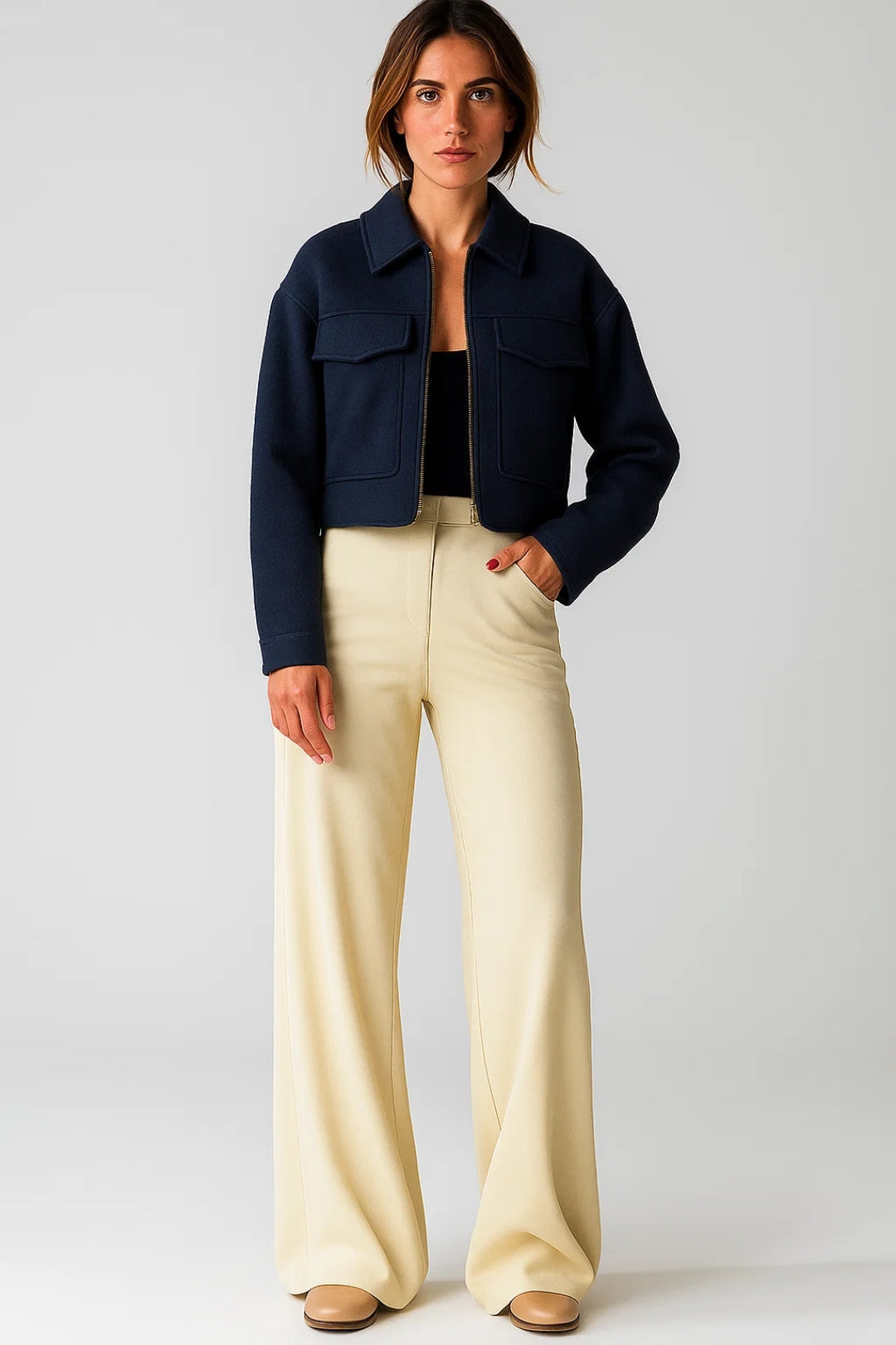 Dunkelblaue Kurzjacke – Eleganter Stil für mühelose Outfits