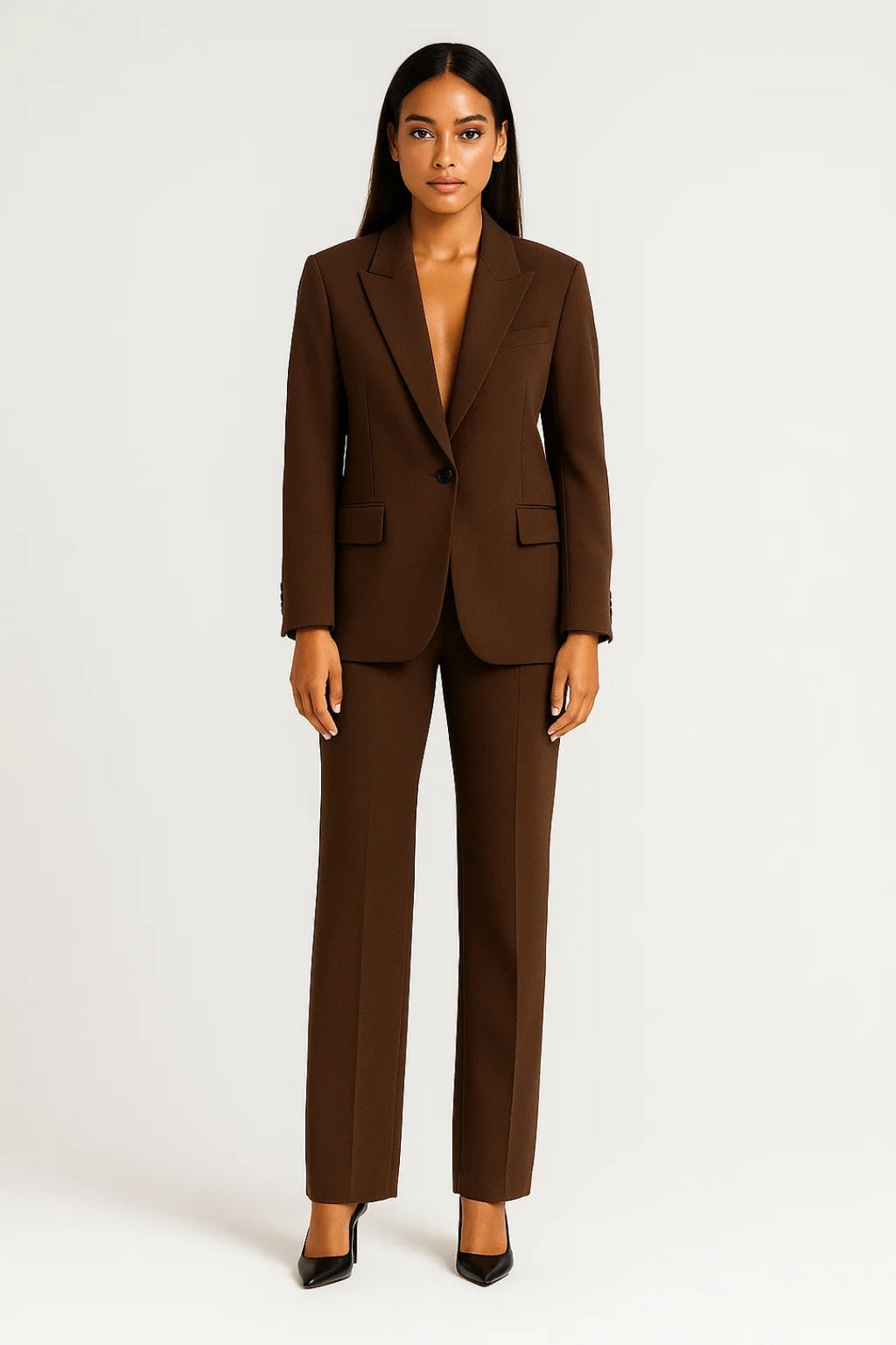 Eleganter Blazer in Dunkelbraun – Klassisch für mühelose Business-Looks