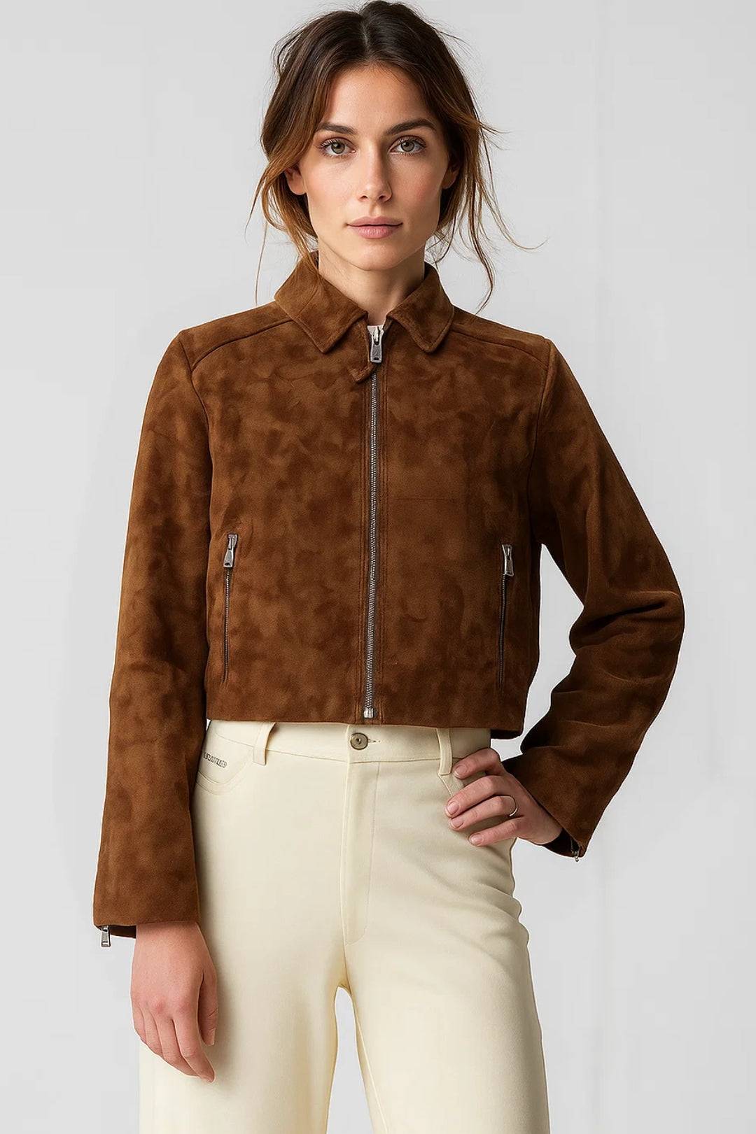 Stilvolle Wildlederjacke | Kurz geschnitten für den Herbst