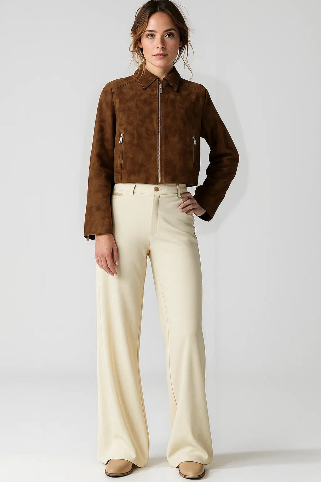 Stilvolle Wildlederjacke | Kurz geschnitten für den Herbst