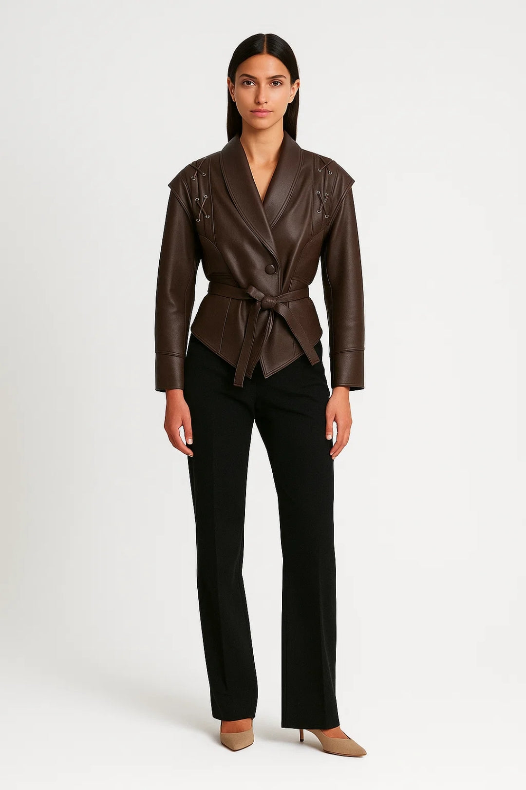 Elegante Kurzjacke mit Bindegürtel – Stilvolle Zierdetails für jeden Anlass