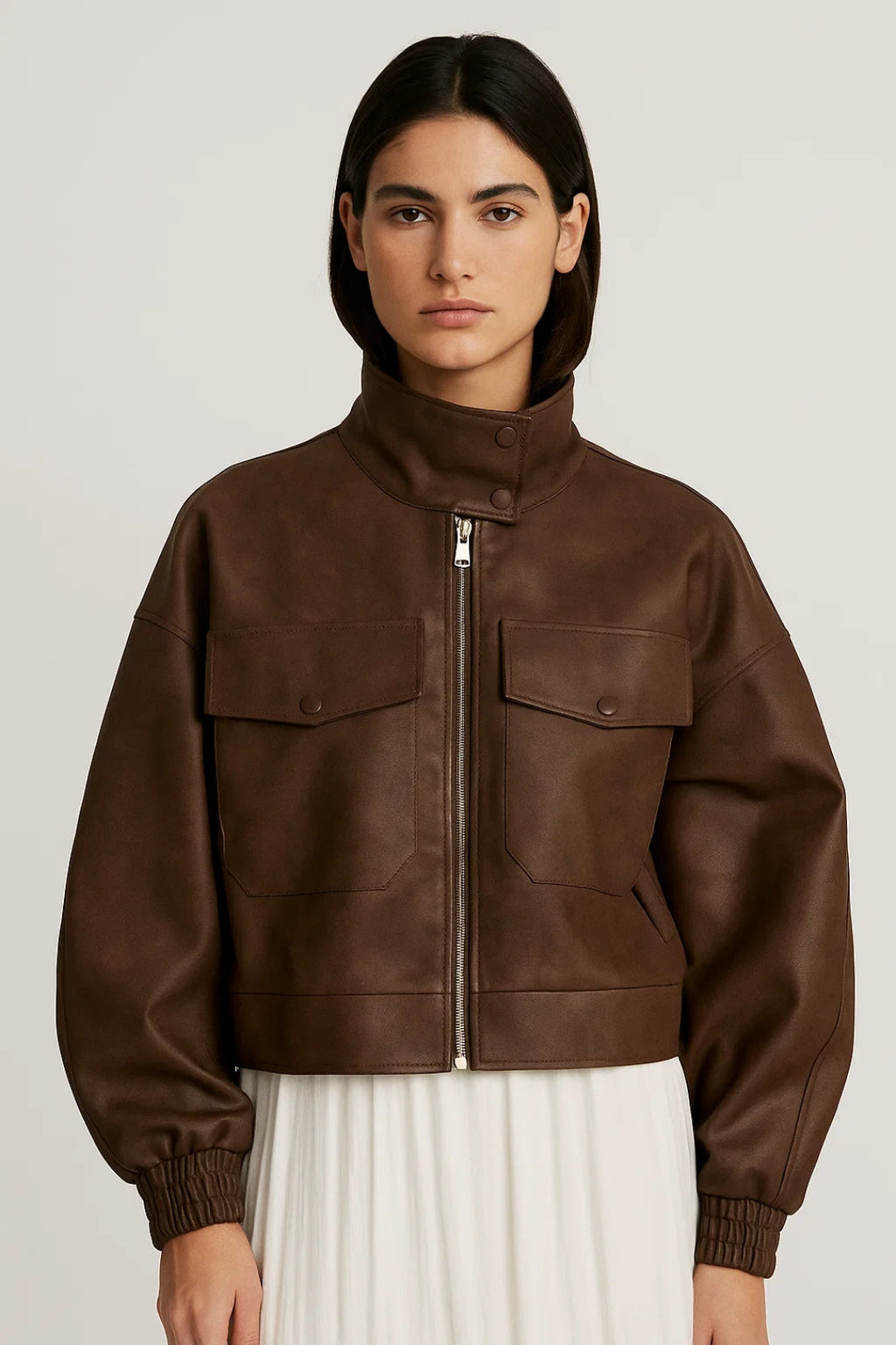 Moderne Damenjacke | Praktischer Stehkragen mit Taschen-Details