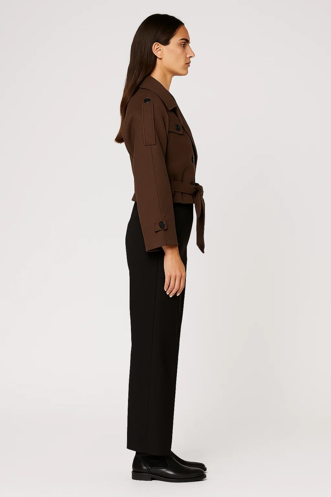 Eleganter Kurz-Trenchcoat mit Gürtel | Doppelreihig für zeitlosen Stil