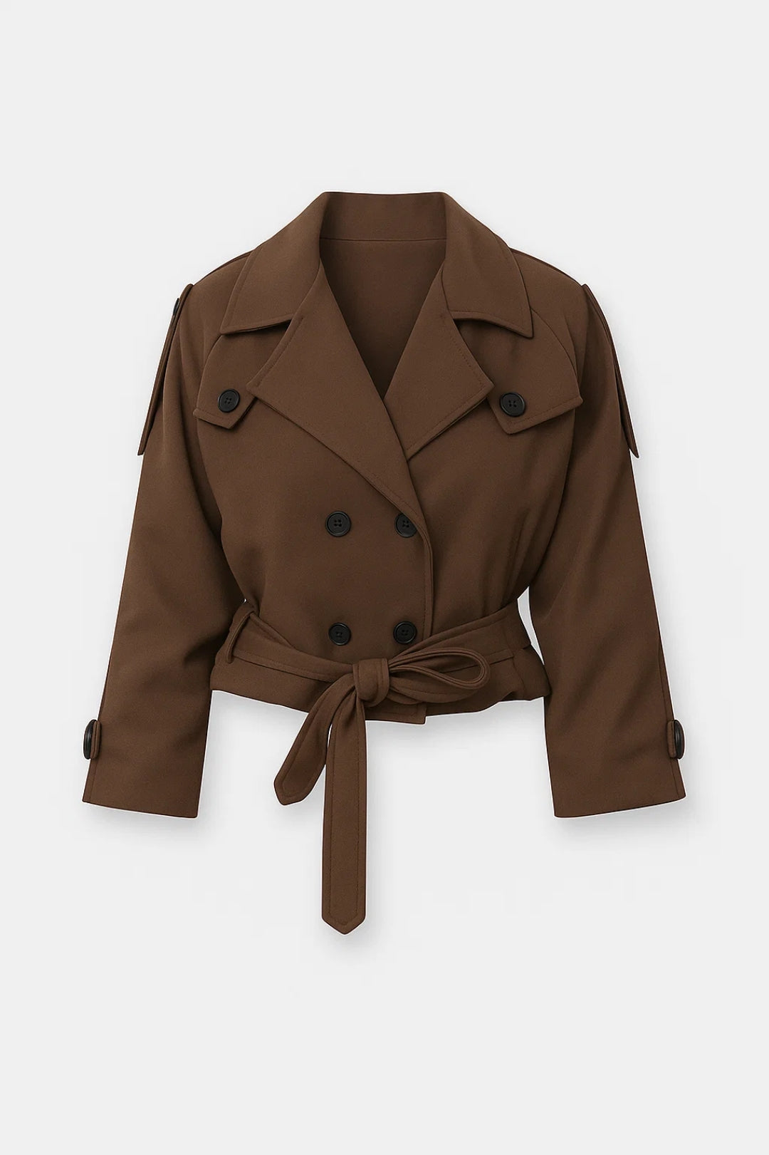 Eleganter Kurz-Trenchcoat mit Gürtel | Doppelreihig für zeitlosen Stil