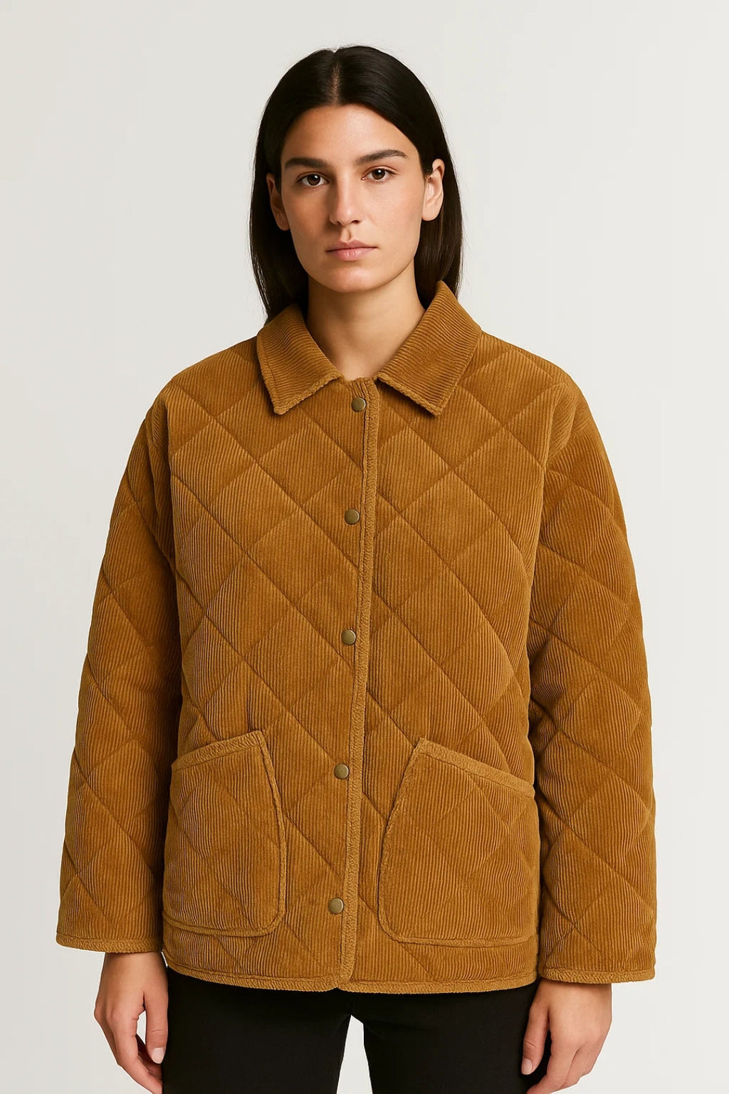 Gemütliche Steppjacke aus Cord | Druckknöpfe & Lockere Passform