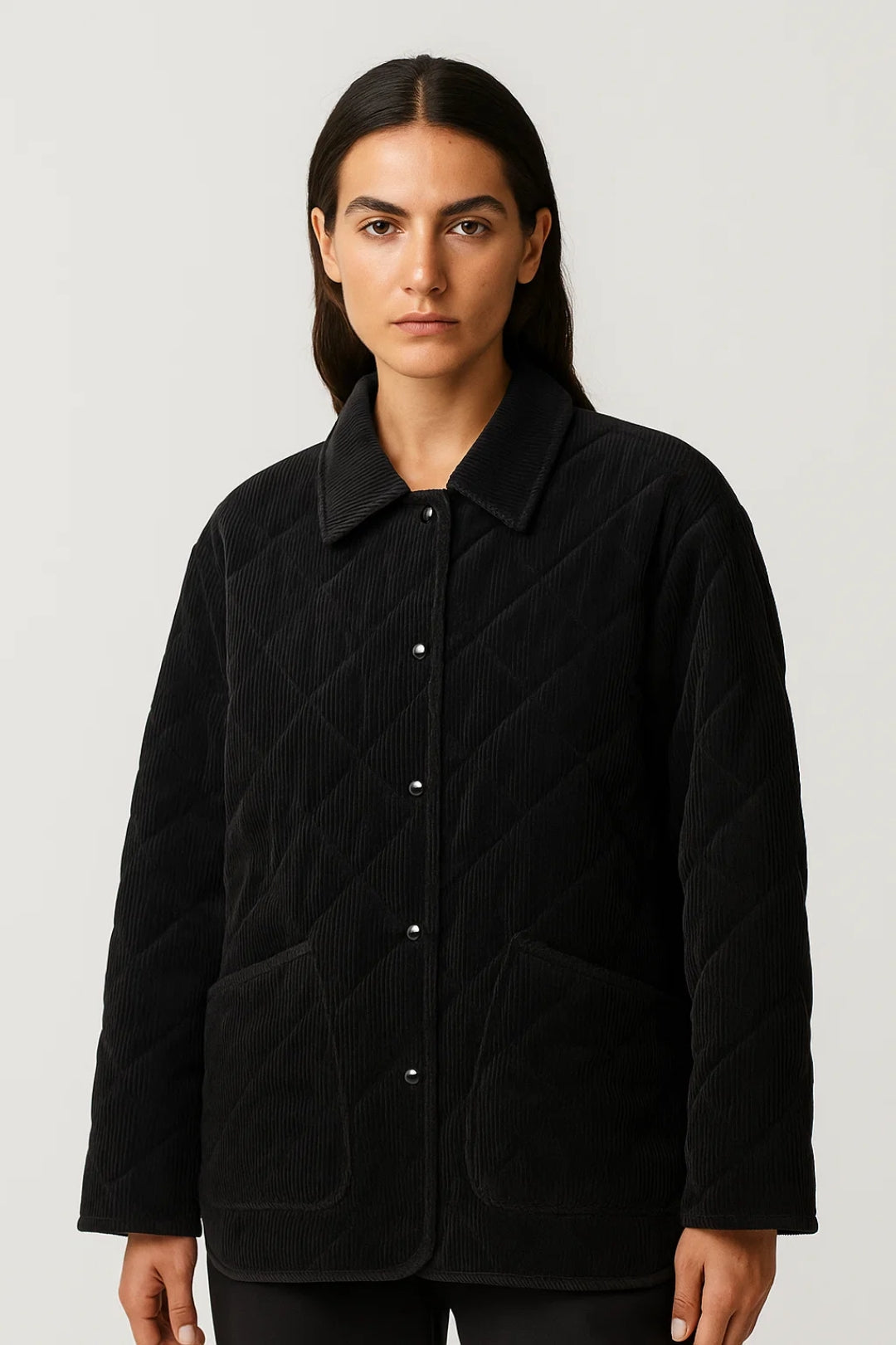 Gemütliche Steppjacke aus Cord | Druckknöpfe & Lockere Passform