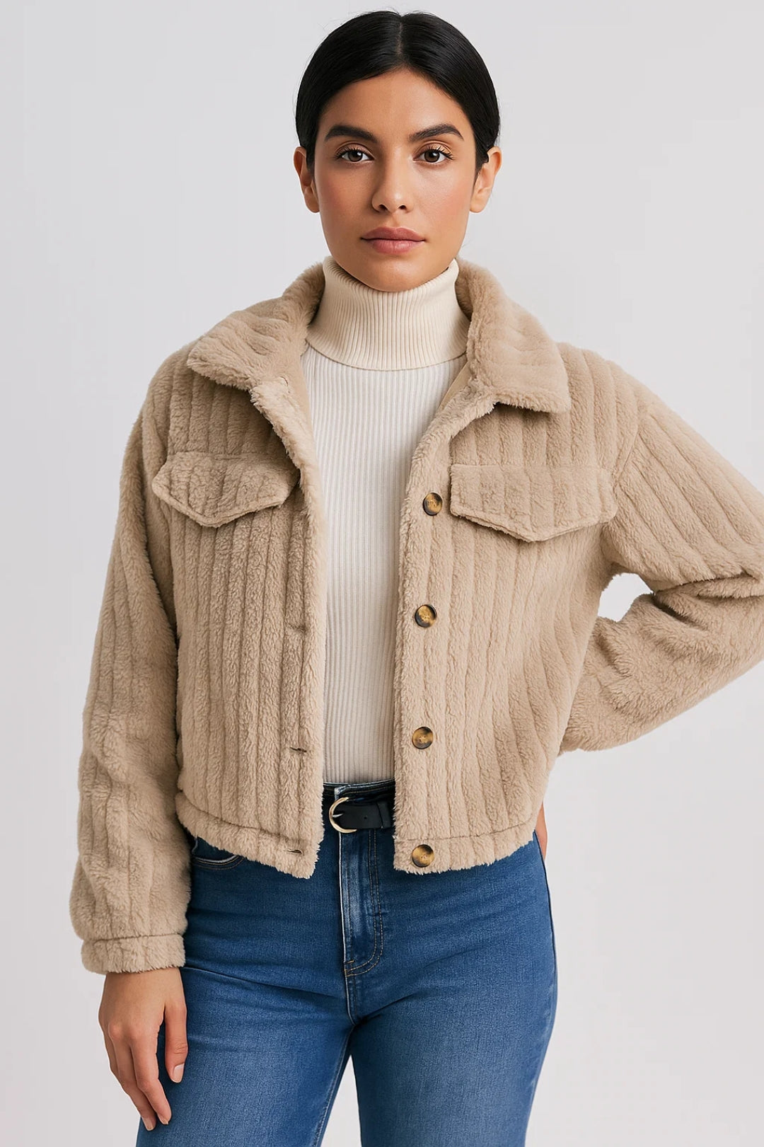 Gemütliche Kurzjacke | Weiches Design mit Knöpfen für lässige Outfits