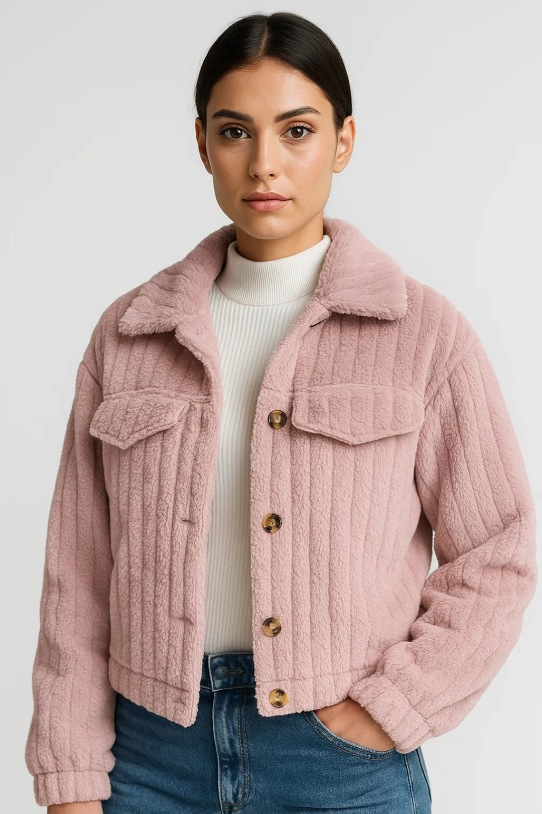 Gemütliche Kurzjacke | Weiches Design mit Knöpfen für lässige Outfits