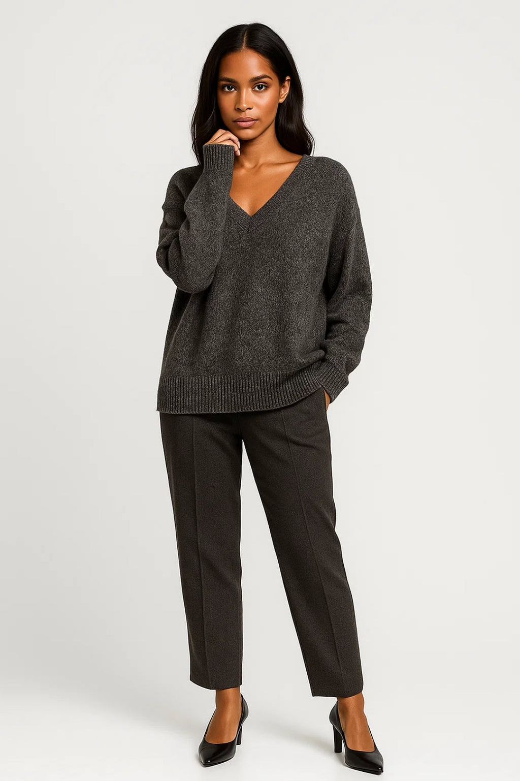 Gemütlicher Pullover | V-Ausschnitt & Lockere Passform | Zeitlos Eleganz