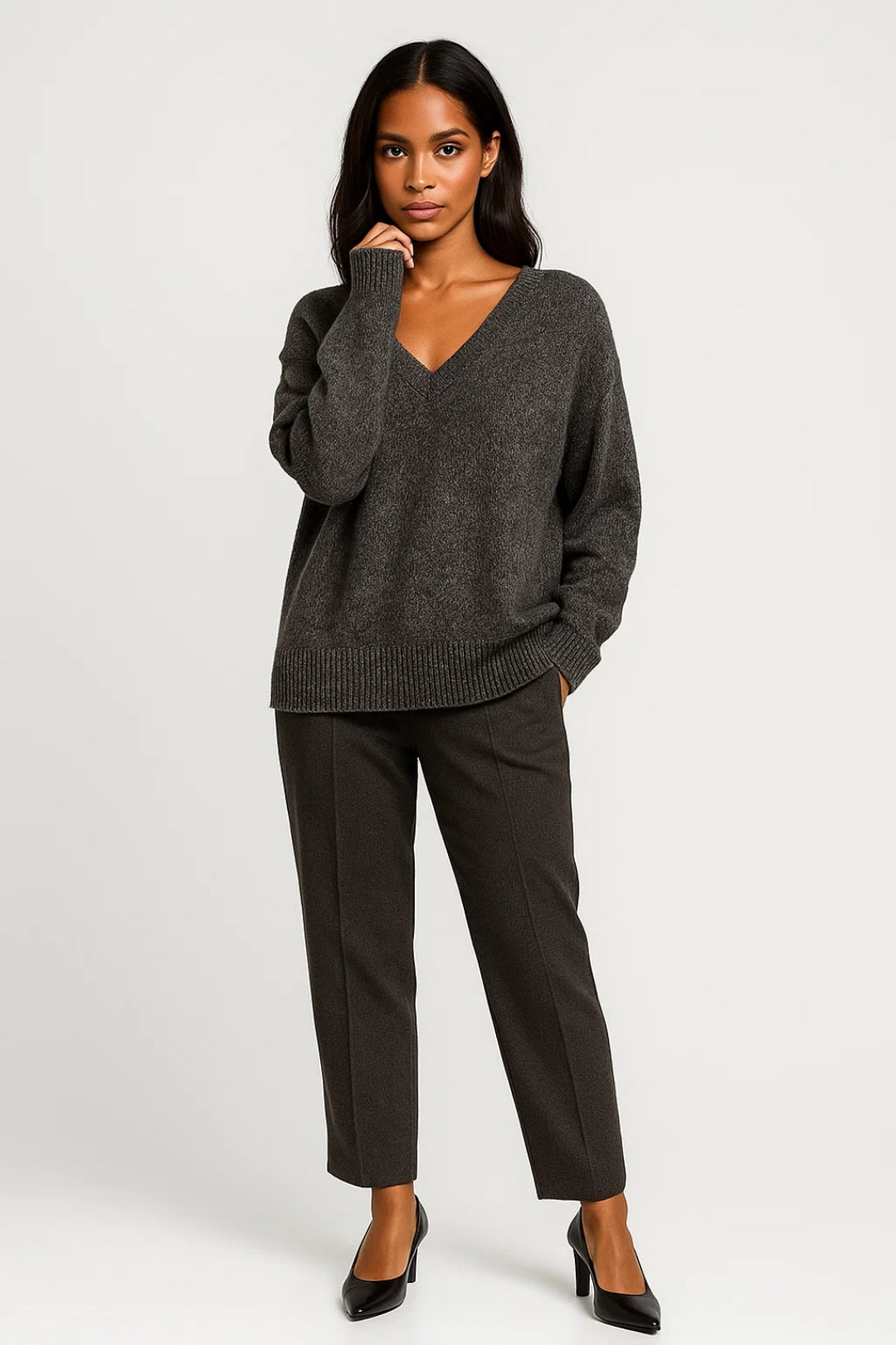 Gemütlicher Pullover | V-Ausschnitt & Lockere Passform | Zeitlos Eleganz