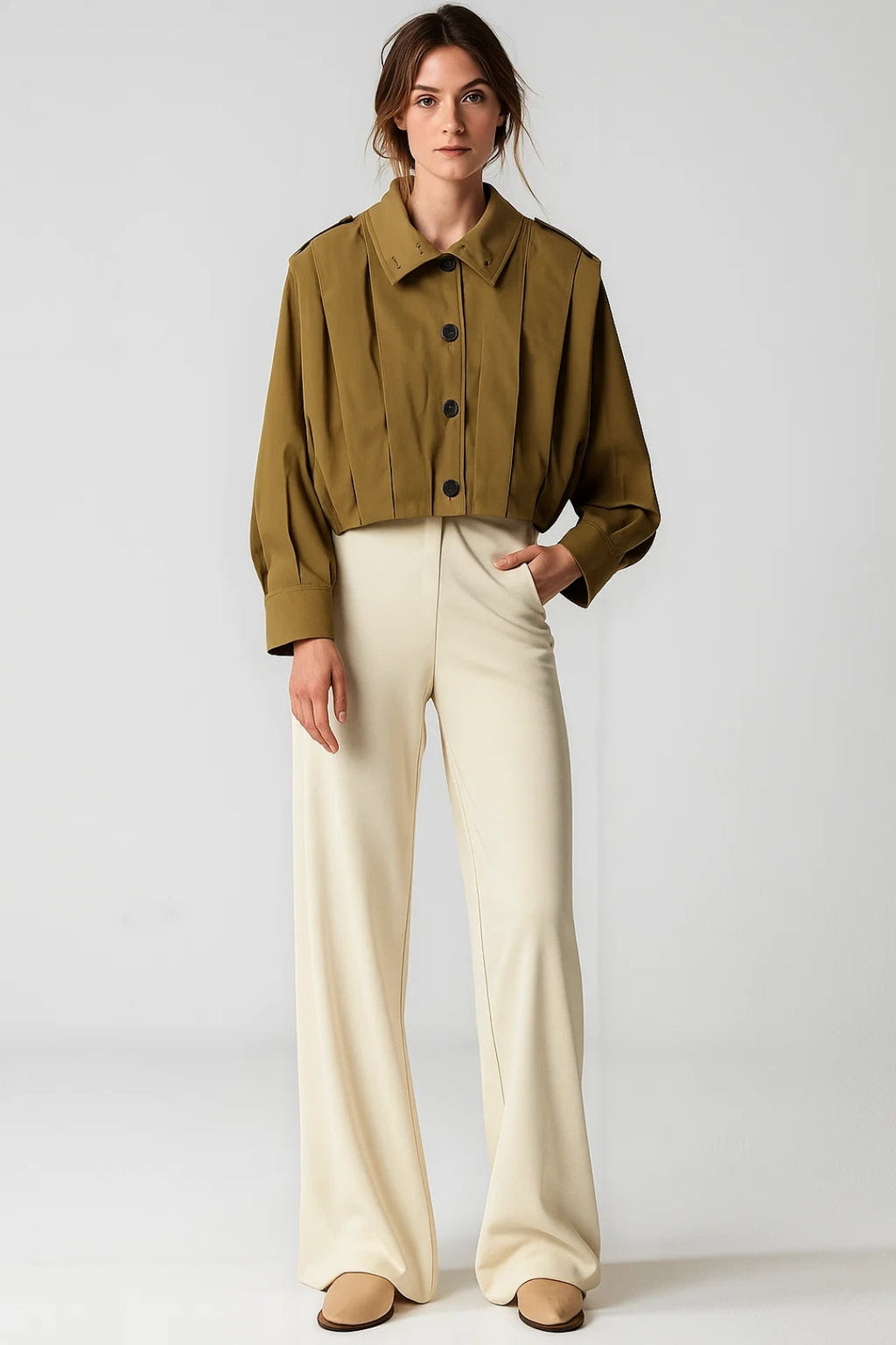 Elegante Kurzjacke mit Knopfleiste – Zeitloser Cropped Fit für jeden Anlass