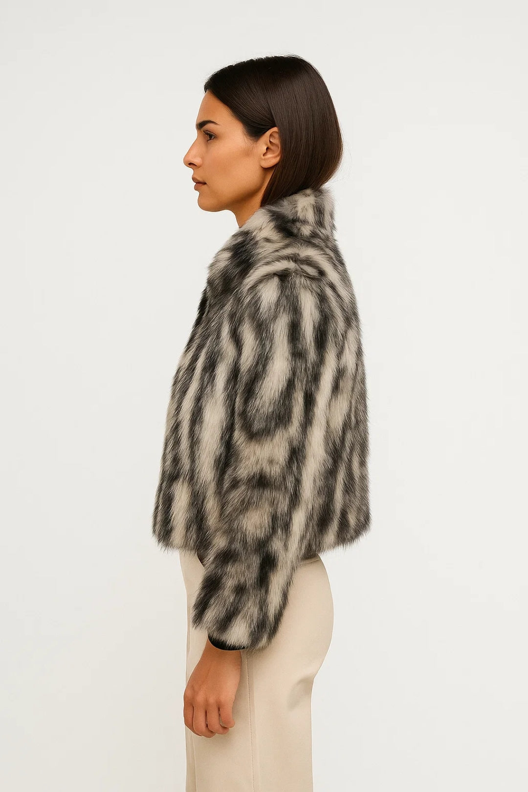 Eleganter Kurzmantel für Damen – Gemütlich mit Kunstfelloptik