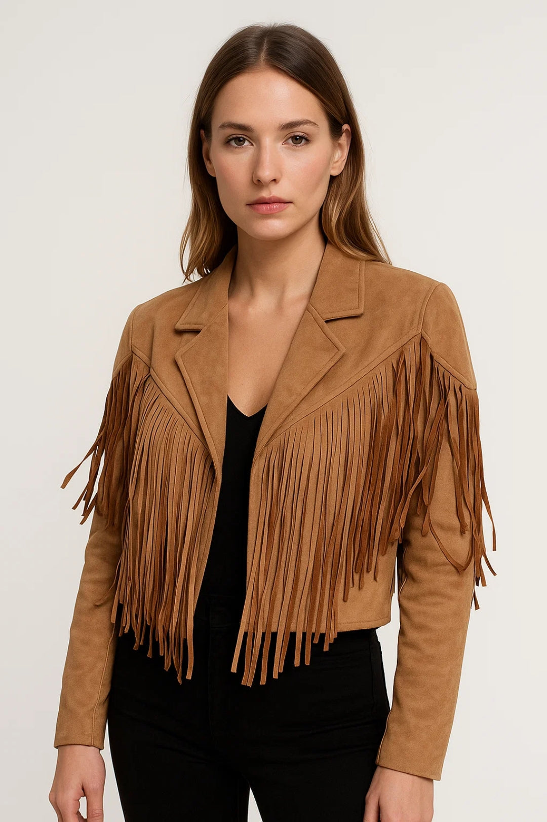 Stylische Damenjacke mit Fransen – Trendiger Western-Look für jedes Outfit