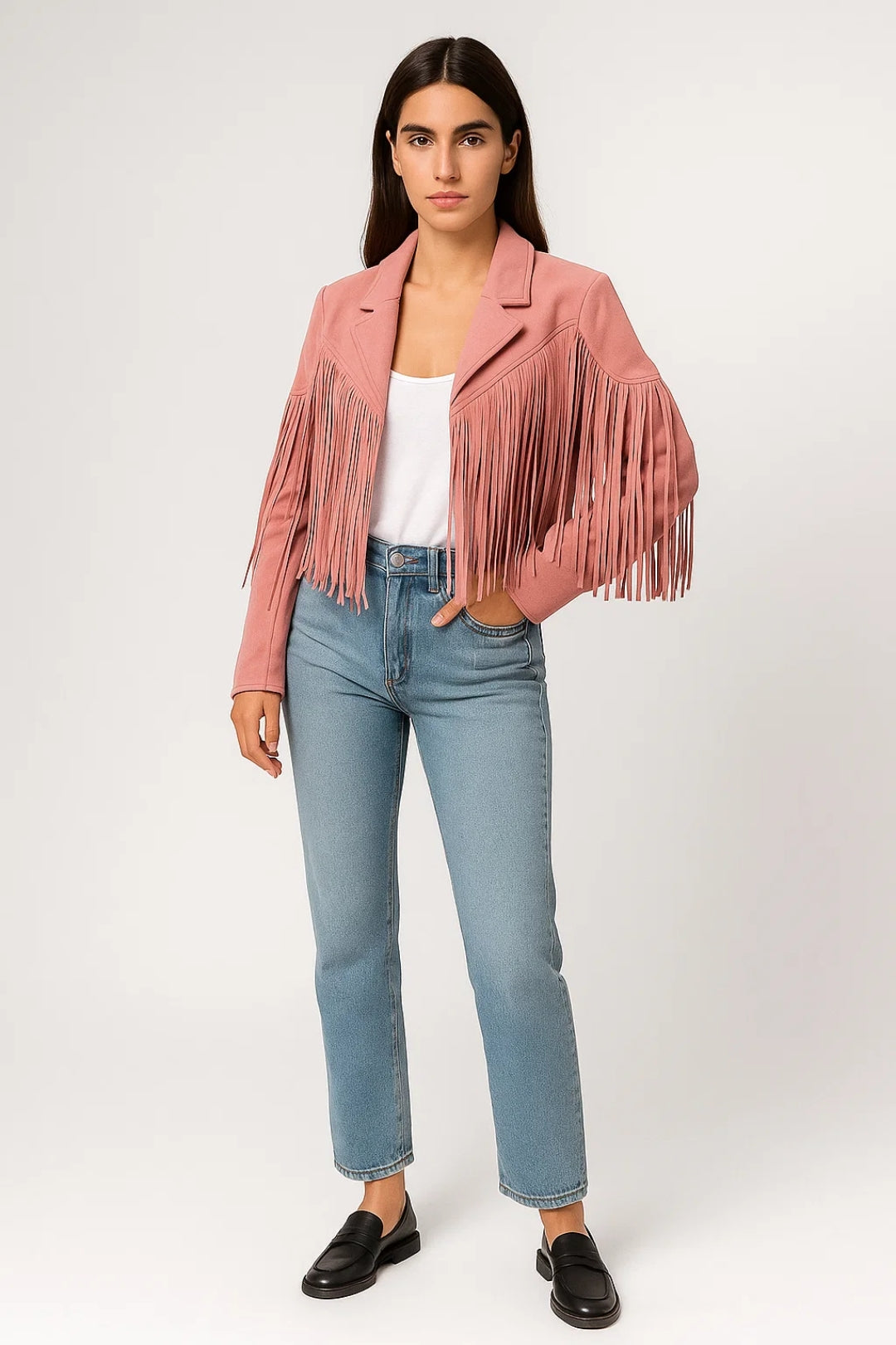 Stylische Damenjacke mit Fransen – Trendiger Western-Look für jedes Outfit