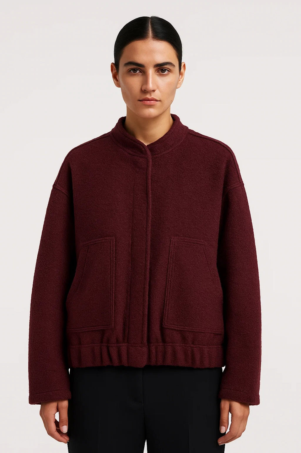 Kastige Stehkragenjacke – Gemütlicher Stil mit elastischem Saum