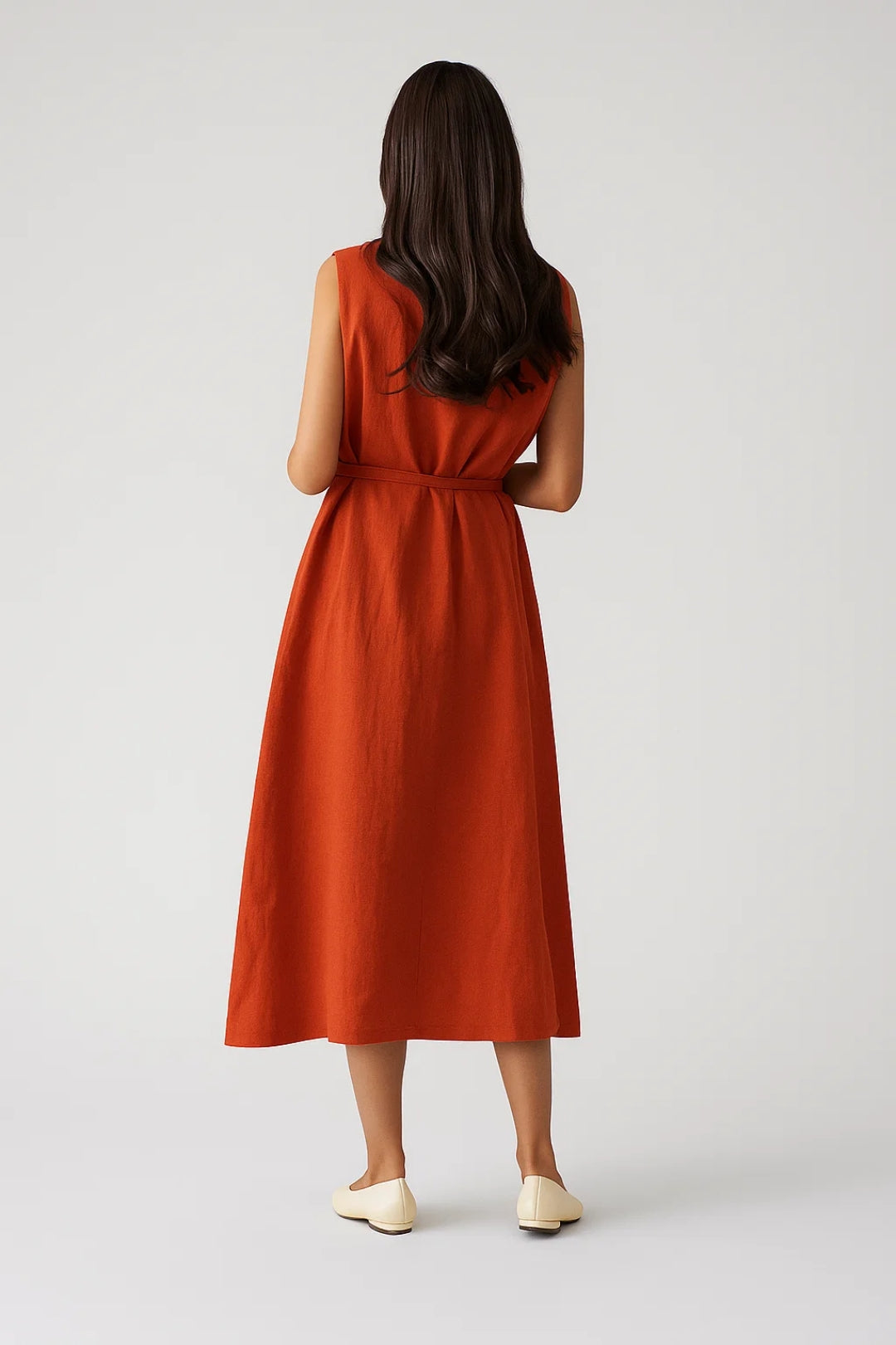 Ärmelloses Midi-Kleid – Zeitlose Eleganz mit Bindegürtel für jeden Anlass