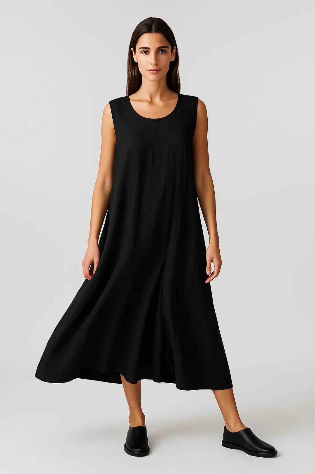 Ärmelloses Midikleid – Gemütlicher Schnitt mit Rundhalsausschnitt für jeden Tag